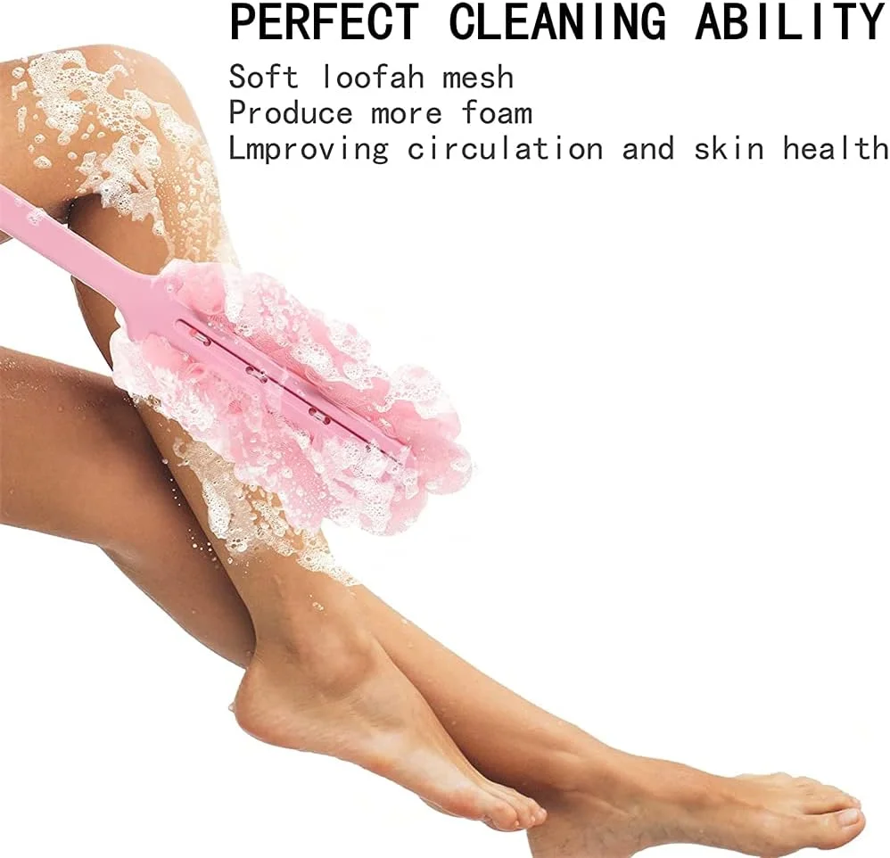 لیف پشت شوی ELECDON برای حمام، برس لوفا دسته بلند، شوینده نرم توری نایلونی پشت، برس حمام برای زنان و مردان، اسکرابر لایه بردار بدن برای سالمندان (2 عدد)