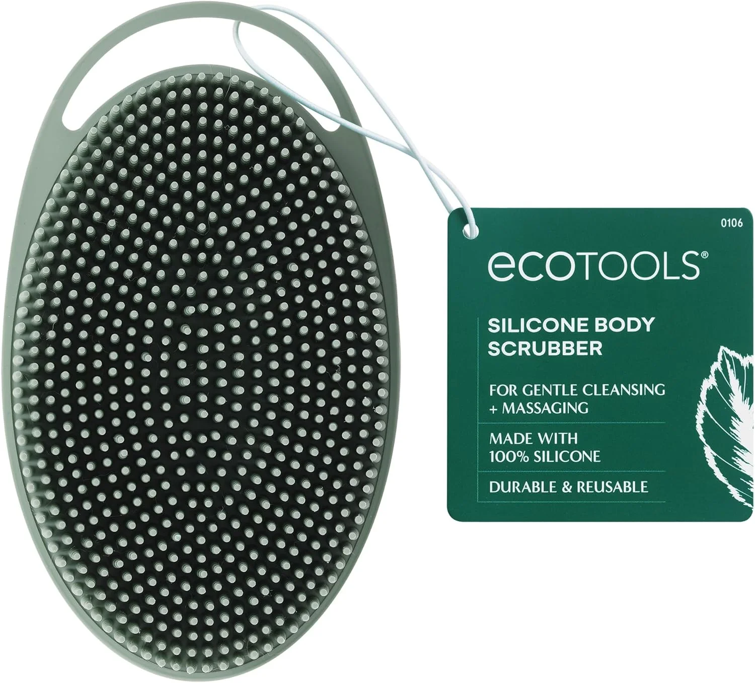 EcoTools Silicone Body Scrubber, for Gentle Cleansing & Exfoliating, 2-in-1 Silicone Scrubber & Body Massager, Hygienic & Durable Bath Accessory, Eco Friendly, Vegan, & Cruelty Free, 1 Count