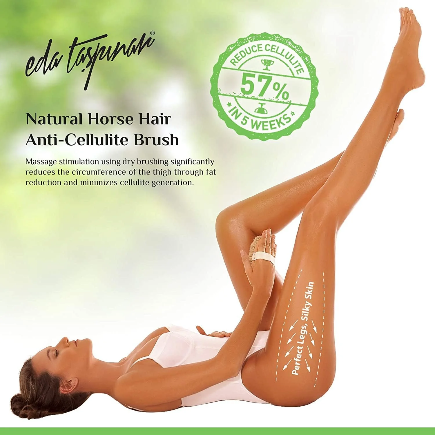 برس خشک ادا تاشپینار موی طبیعی اسب، برس ضد سلولیت - از بین برنده 57% سلولیت در 5 هفته - لایه برداری، بهبود عملکرد لنفاوی، پوست ابریشمی، سازگار با حیوانات، 1 عدد برس