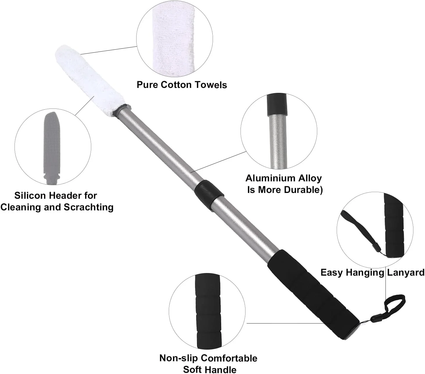برس شستشوی پا سیلیکونی EASACE، برس شستشوی انگشتان پا با طول دسته قابل تنظیم برای دوش، تمیز کننده انگشتان پا با دسته بلند، برس دوش پا برای سالمندان