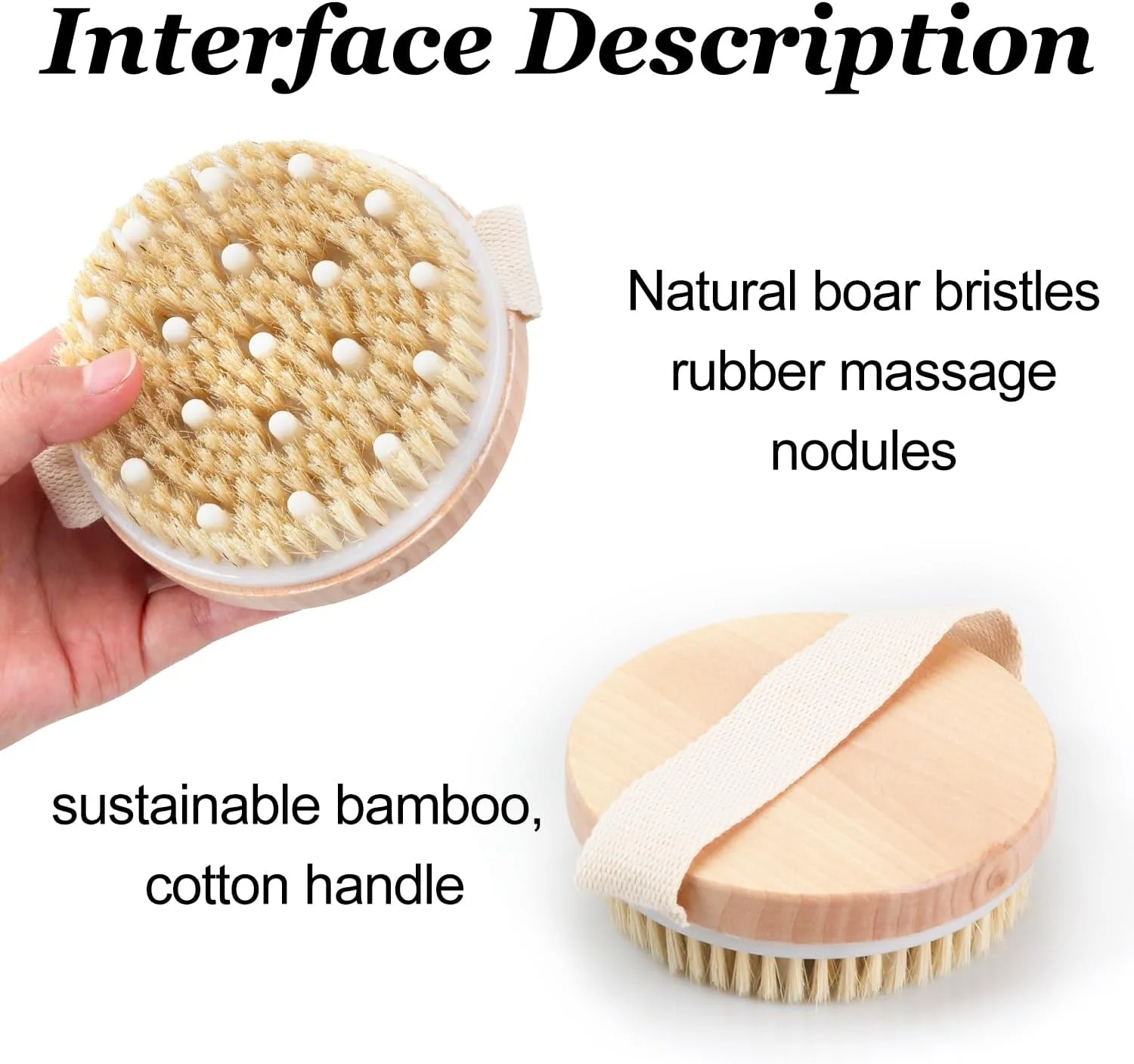 برس بدن برای برس کشیدن خشک - برس لایه بردار با موهای طبیعی برای کاهش سلولیت، طراحی دسته ارگونومیک برای مراقبت کامل از بدن، ایده آل برای برس کشیدن خشک یا مرطوب
