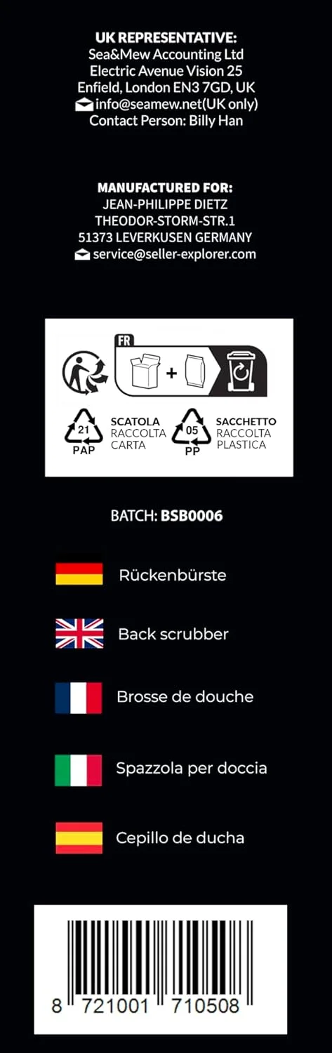 برس پشت لبرکه - برس حمام - اسکرابر سیلیکونی پشت برای دوش - اسکرابر بدن با دسته بلند