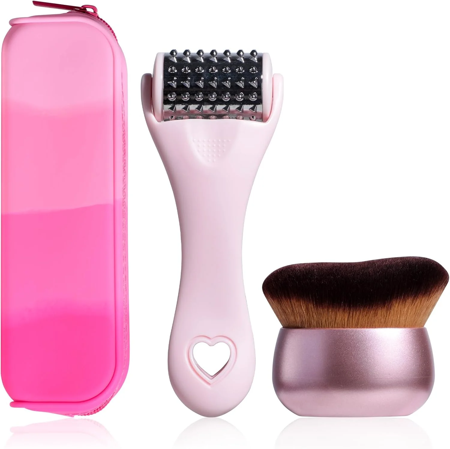 برس آرایشی بزرگ JPNK برای برنزه کردن بدن، آرایش پا و ترکیب برنزر و ماساژور صورت مراقبت از پوست با کیف آرایشی سیلیکونی