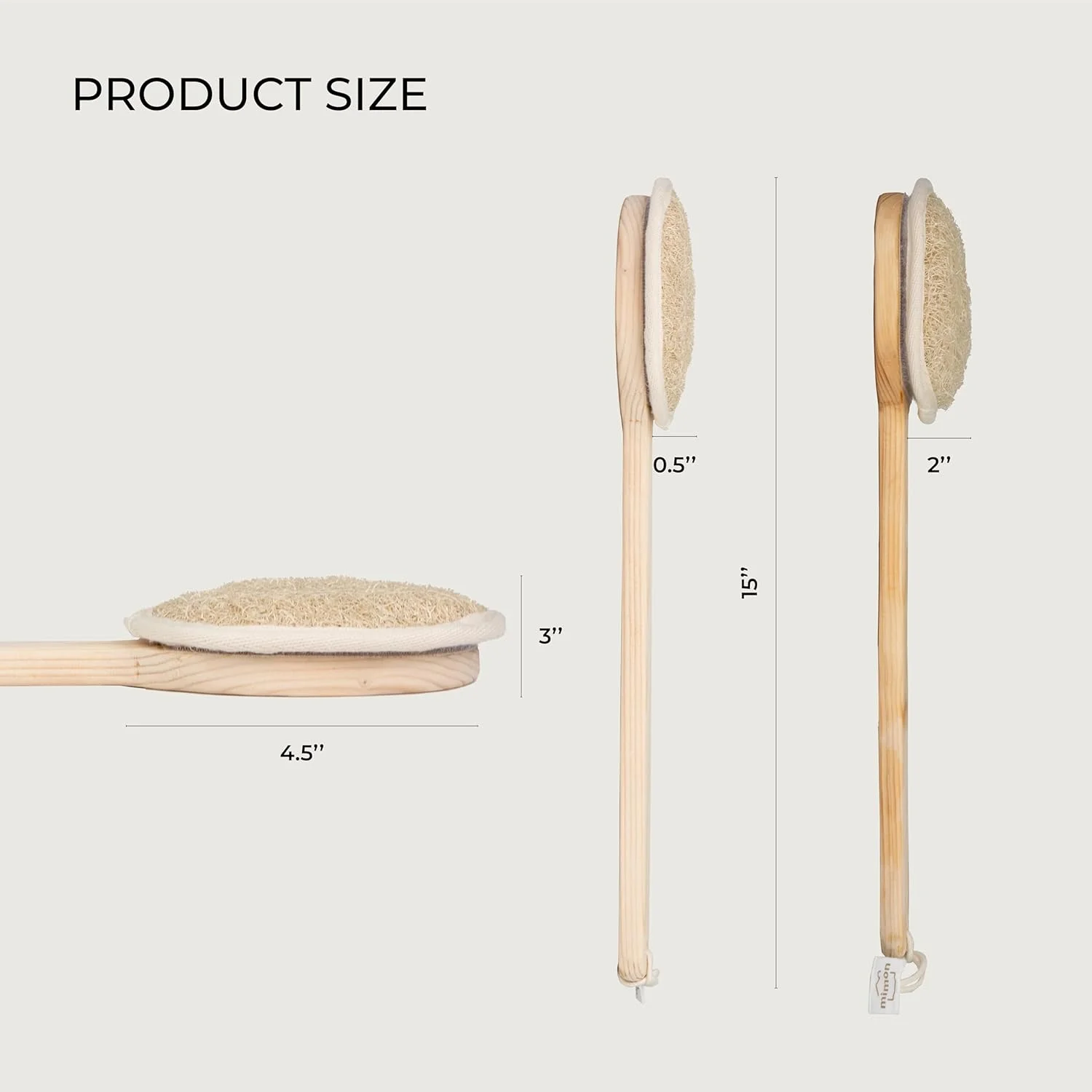 لیف لوفا طبیعی، اسکرابر لایه بردار بدن با دسته، لیف لوفای حمام زیست تخریب پذیر روی چوب، پدهای قابل تعویض، لیف حمام و بدن بدون مواد شیمیایی برای زنان، مردان و کودکان