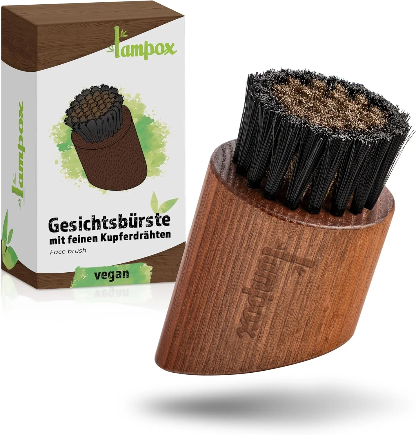 برس صورت وگان Lampox با سیم های مسی ظریف، برس مسی صورت، برس مسی، برس صومعه، برس ماساژ (برس صورت وگان)