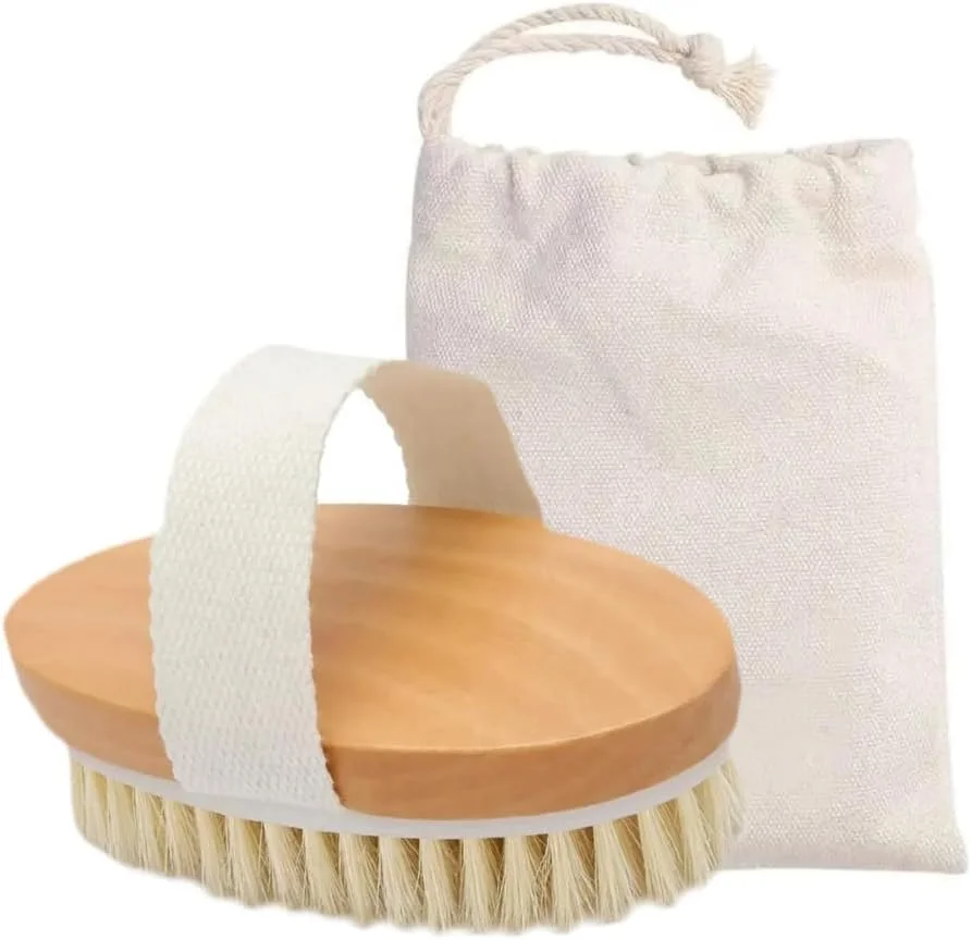 برس بدن خشک لایه بردار Davilis® از جنس چوب با موهای طبیعی برای از بین بردن سلولیت و پوست مرده و تقویت تخلیه لنفاوی و گردش خون