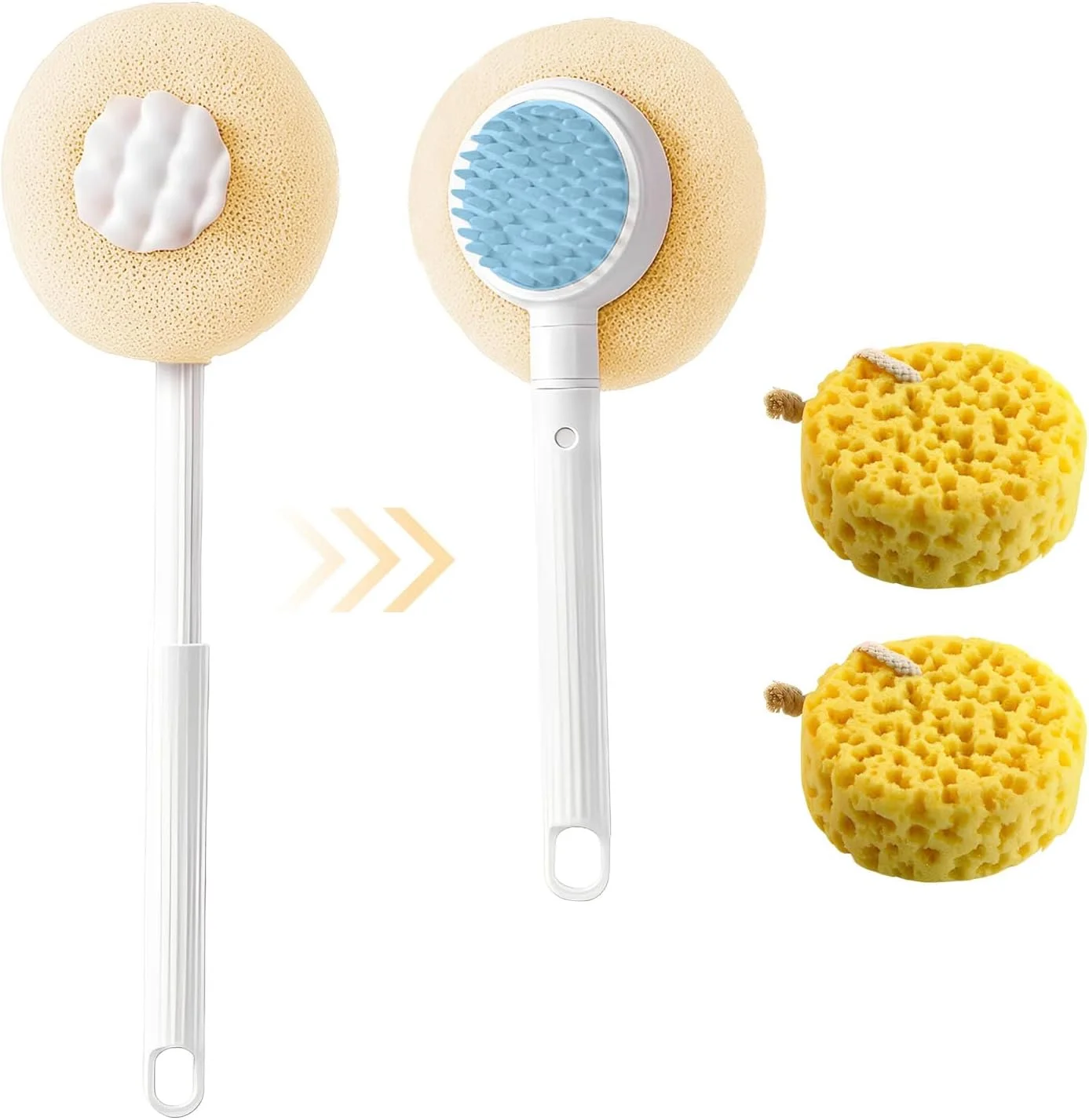 برس پشت DBAILY، کمک کننده کرم 2 در 1 برای پشت، 2 اسفنج حمام، اسفنج حمام، کمک کننده کرم برای پشت، اسکرابر پشت، کمک کننده کرم برای پشت، برس پشت برای حمام