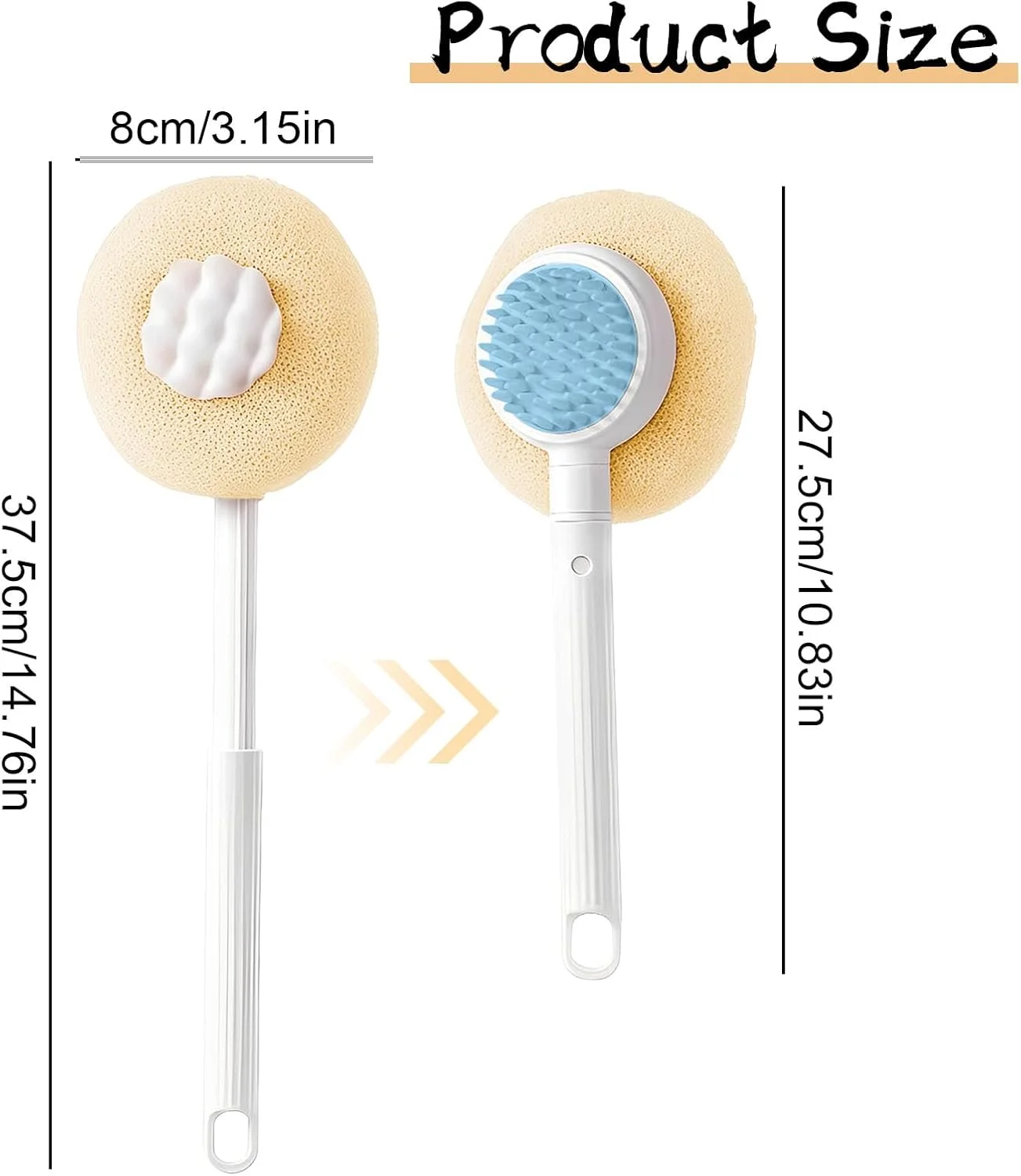 برس پشت DBAILY، کمک کننده کرم 2 در 1 برای پشت، 2 اسفنج حمام، اسفنج حمام، کمک کننده کرم برای پشت، اسکرابر پشت، کمک کننده کرم برای پشت، برس پشت برای حمام