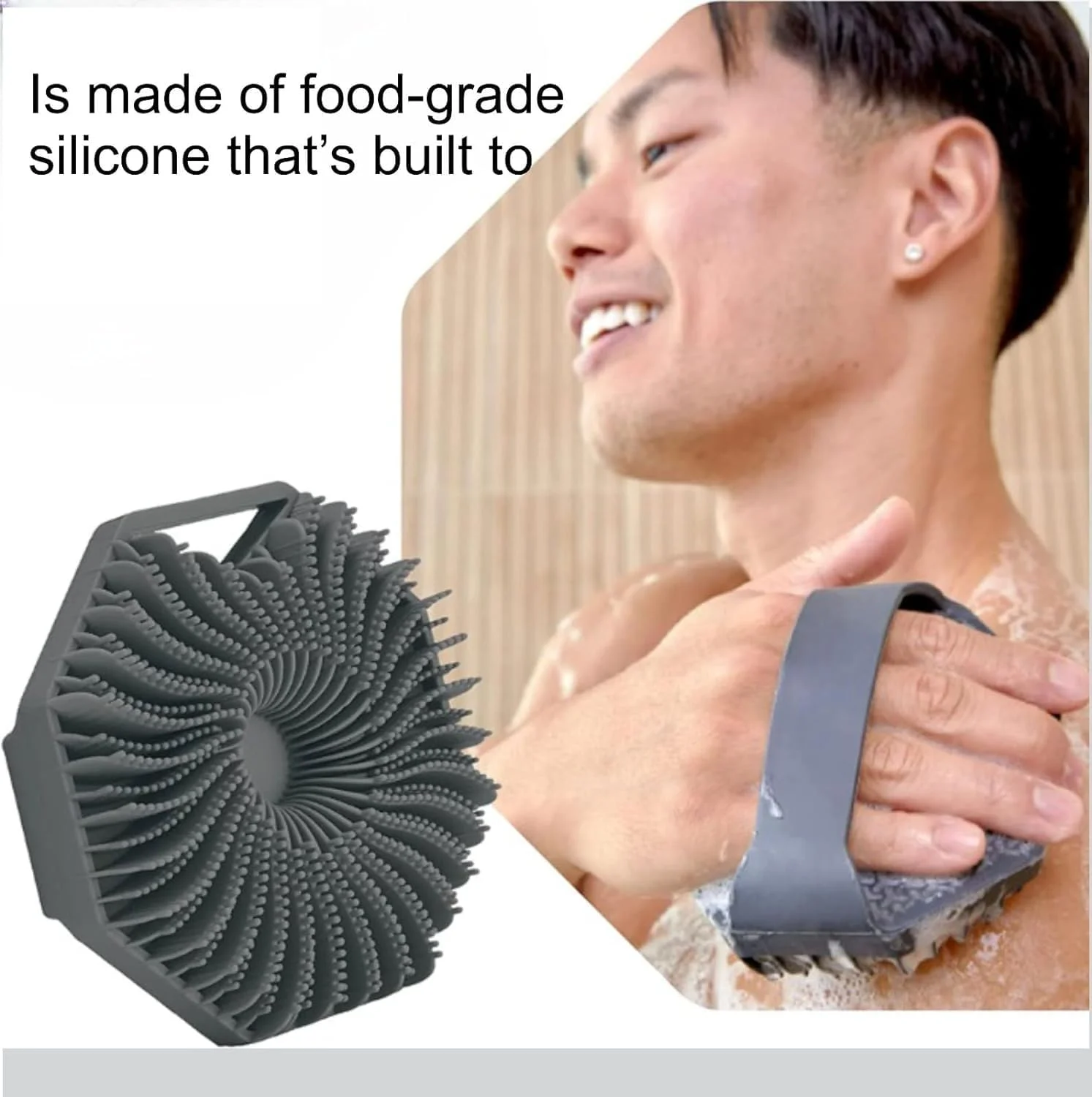 برس سیلیکونی بدن CORSULA | برس حمام سیلیکونی | برس خشک بدن لایه بردار ملایم برای زنان، مردان و نوزادان با پوست حساس (مشکی)