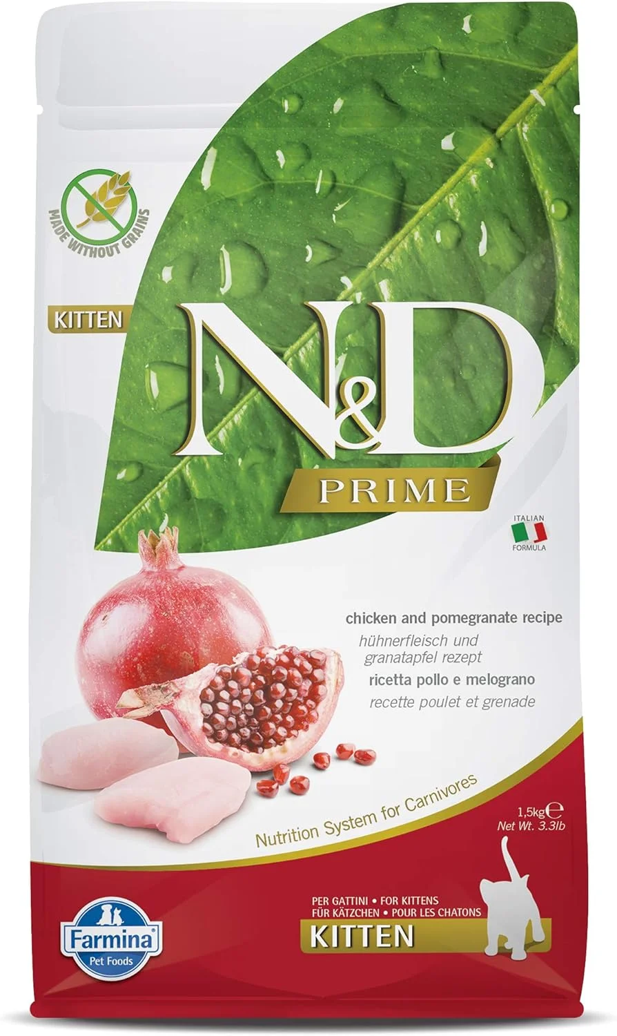 غذای خشک بچه گربه فارمینا N&D پرایم با طعم مرغ و انار - 1.5 کیلوگرم غذای خشک بچه گربه فارمینا N&D پرایم با طعم مرغ و انار - 1.5 کیلوگرم