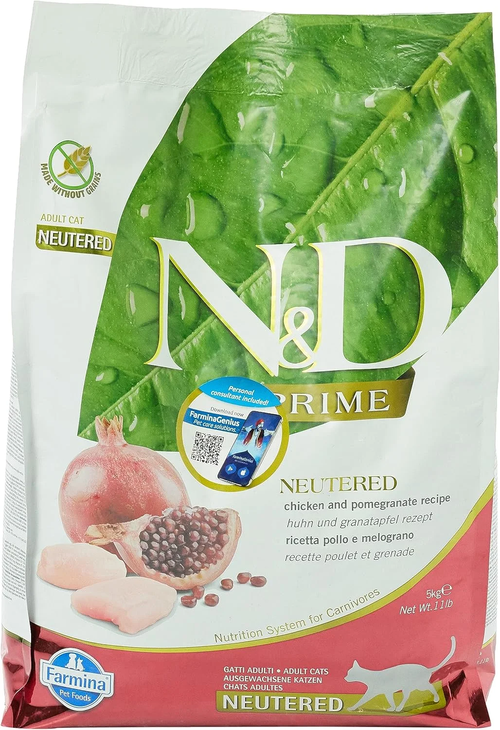 غذای خشک گربه بالغ Farmina Neutered با طعم مرغ و انار - 5 کیلوگرم
