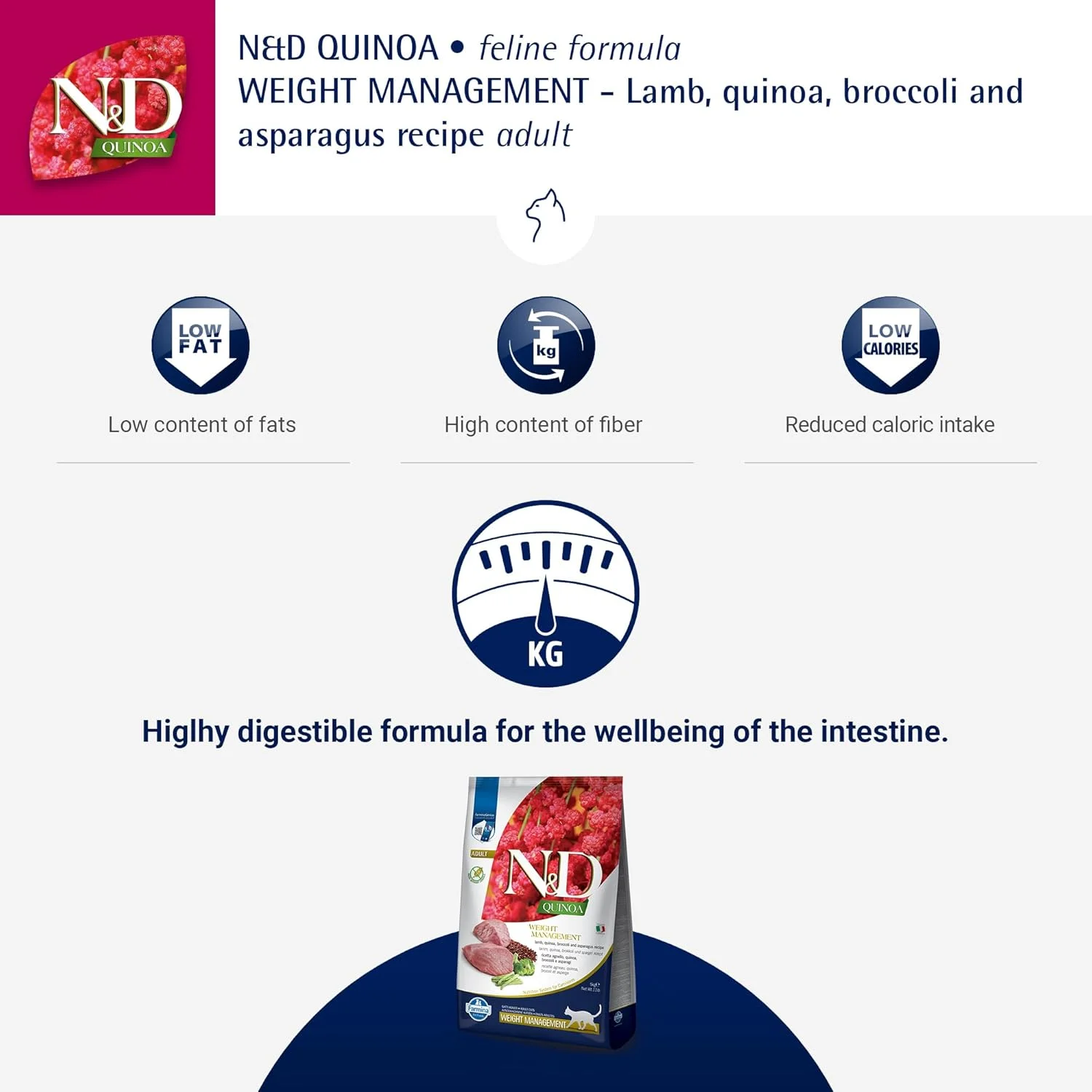 غذای خشک گربه فارمینا N&D کینوا بدون غلات مدیریت وزن با طعم بره غذای خشک گربه فارمینا N&D کینوا بدون غلات مدیریت وزن با طعم بره