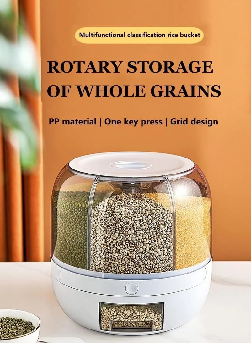 ظرف نگهداری برنج اتوماتیک YAGVIZ، سطل برنج چرخشی 360 درجه، ظرف ذخیره سازی برنج 6 قسمتی، پخش کننده مواد غذایی خشک، جعبه نگهداری مواد غذایی میوه خشک ظرف نگهداری برنج اتوماتیک YAGVIZ، سطل برنج چرخشی 360 درجه، ظرف ذخیره سازی برنج 6 قسمتی، پخش کننده مواد غذایی خشک، جعبه نگهداری مواد غذایی میوه خشک