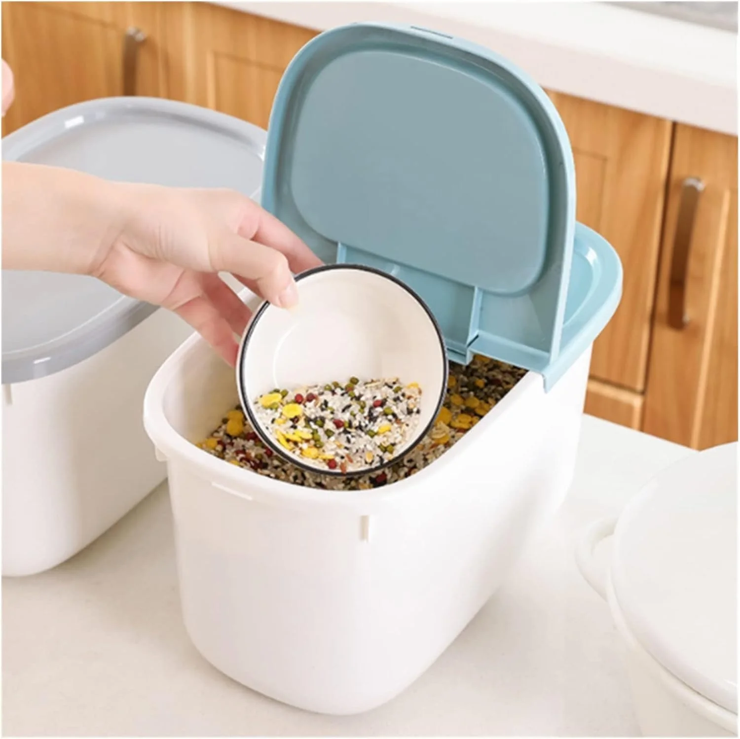ظرف غذای مهر و موم شده xiantuyue، سطل برنج پلاستیکی مهر و موم شده ضد رطوبت خانگی، سطل آرد، ظرف پلاستیکی ذخیره سازی برنج مناسب برای نگهداری در آشپزخانه (رنگ: C)