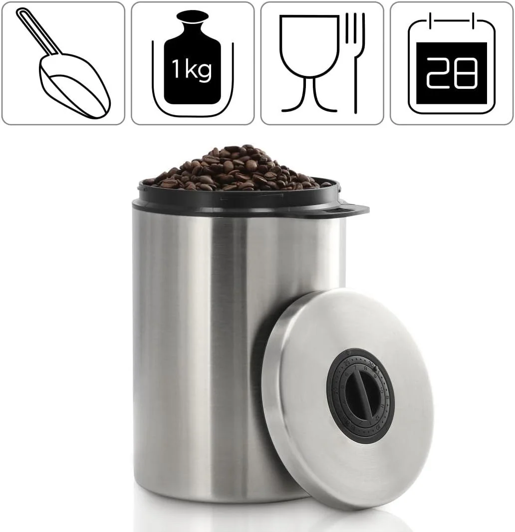 ظرف استیل دانه قهوه Xavax 111250 با پیمانه، ظرفیت 1 کیلوگرم