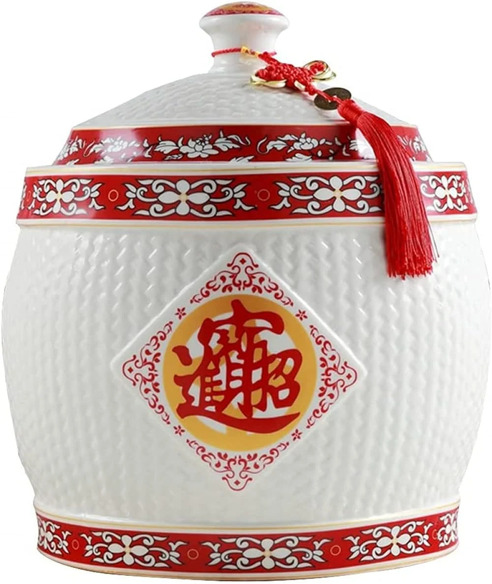 ظرف برنج TSTSM، مخزن ذخیره سازی سرامیکی با ظرفیت بزرگ، سطل برنج ضد هوا، سطل ذخیره غلات، ظرف پخش کننده غلات - 18 * 20 سانتی متر ظرف برنج TSTSM، مخزن ذخیره سازی سرامیکی با ظرفیت بزرگ، سطل برنج ضد هوا، سطل ذخیره غلات، ظرف پخش کننده غلات - 18 * 20 سانتی متر