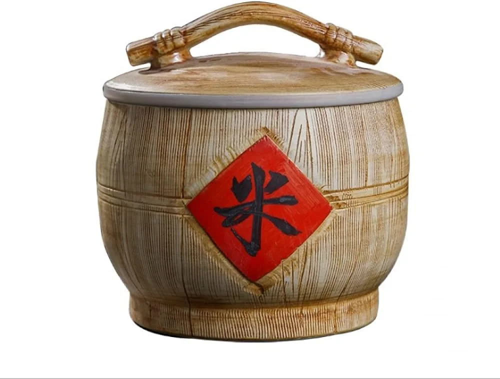 ظرف نگهداری غلات سرامیکی رترو TSTSM، دستگاه پخش کننده غلات، مناسب برای آرد، شکر، برنج، آجیل، چای - 10 کیلوگرم