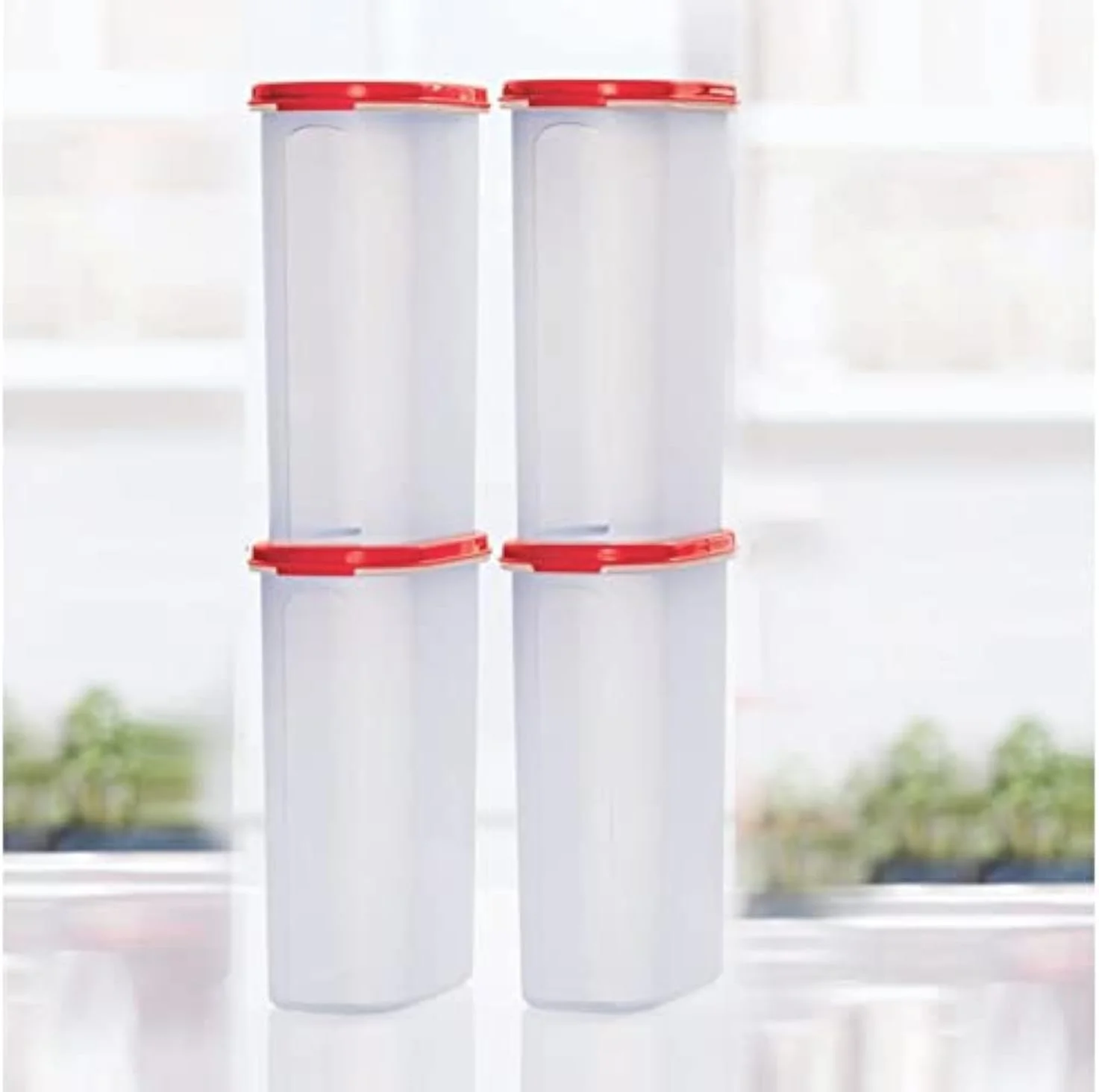 ظرف پلاستیکی مواد غذایی درب دار تاپرور، 2.3 لیتری، بسته 4 عددی (قرمز) ظرف پلاستیکی مواد غذایی درب دار تاپرور، 2.3 لیتری، بسته 4 عددی (قرمز)