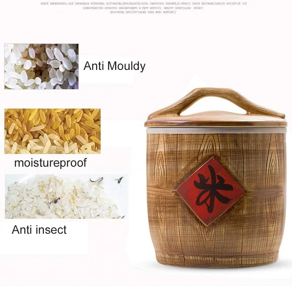 ظرف نگهداری غلات سرامیکی رترو TSTSM، دستگاه پخش کننده غلات، مناسب برای آرد، شکر، برنج، آجیل، چای - 10 کیلوگرم