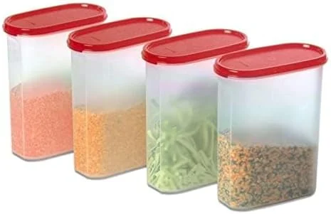 ظرف پلاستیکی مواد غذایی درب دار تاپرور، 2.3 لیتری، بسته 4 عددی (قرمز) ظرف پلاستیکی مواد غذایی درب دار تاپرور، 2.3 لیتری، بسته 4 عددی (قرمز)