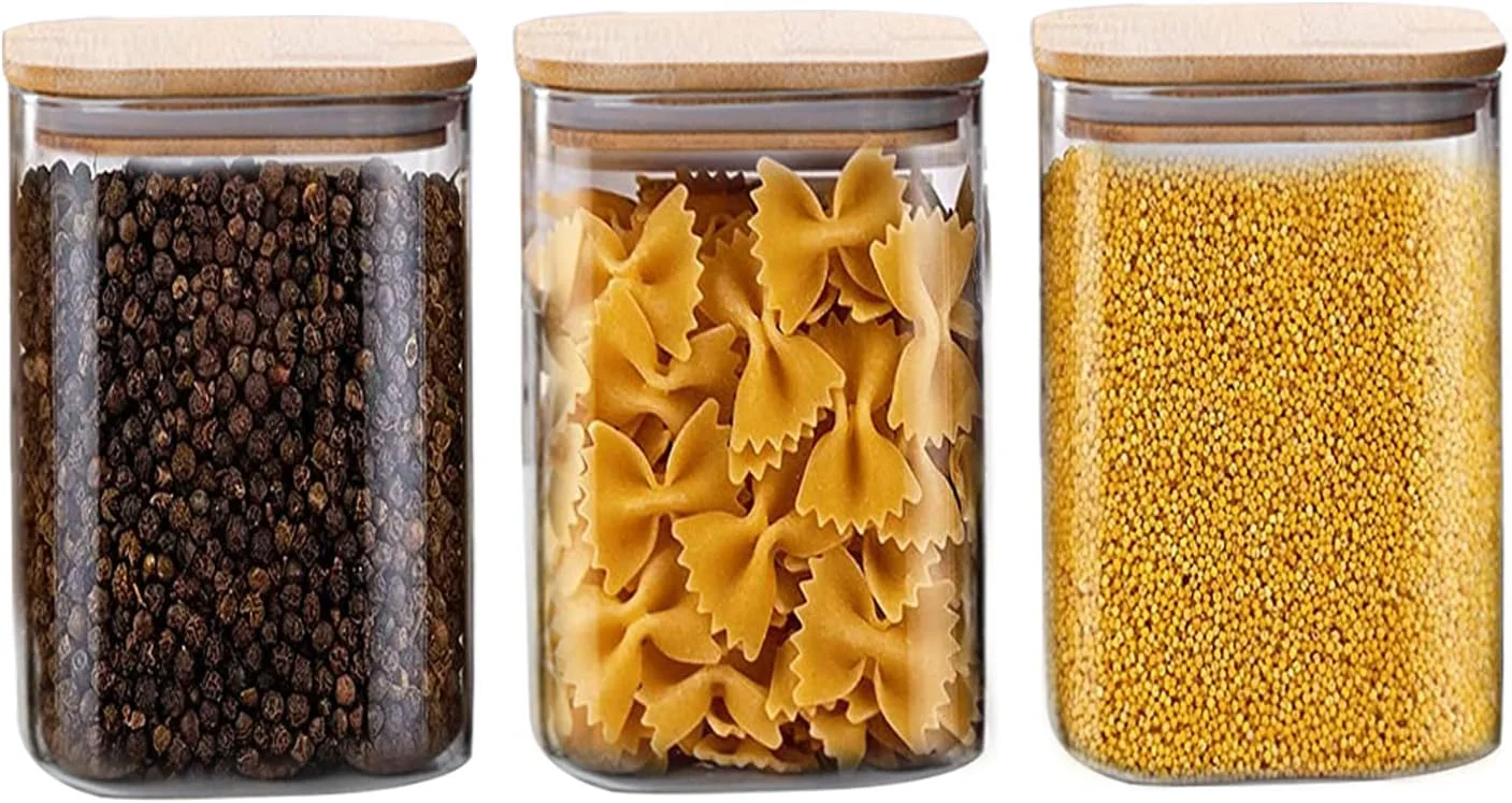 ظروف شیشه ای ذخیره سازی TAPIT با درب بامبو محکم، ظروف شیشه ای شفاف برای نگهداری مواد غذایی، مناسب برای قهوه، آبنبات، کلوچه، برنج، شکر، آرد، پاستا، آجیل و ادویه ظروف شیشه ای ذخیره سازی TAPIT با درب بامبو محکم، ظروف شیشه ای شفاف برای نگهداری مواد غذایی، مناسب برای قهوه، آبنبات، کلوچه، برنج، شکر، آرد، پاستا، آجیل و ادویه