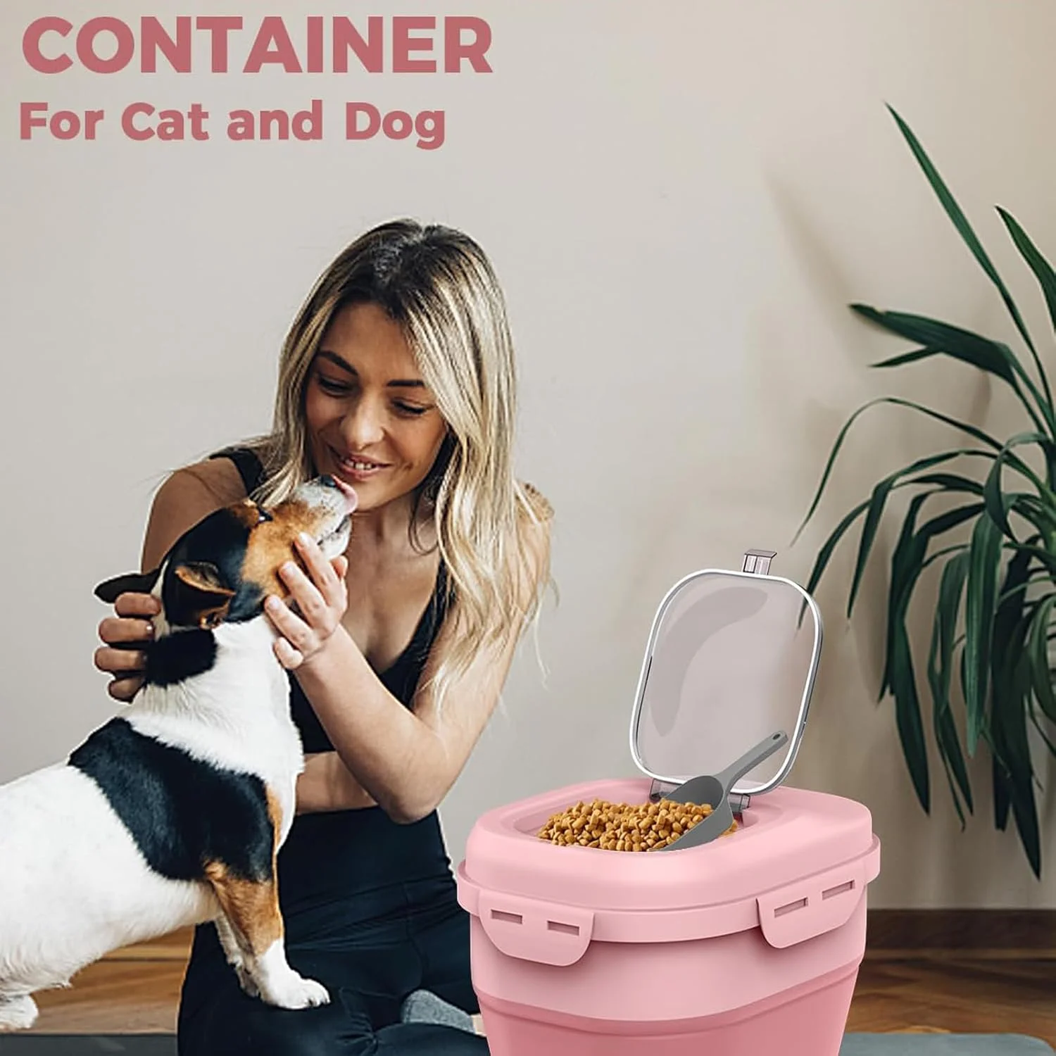 ظروف نگهداری مواد غذایی صورتی تزویق، ظرف تاشو برنج 5 تا 7 کیلوگرمی با درب قفل شونده هواگیر و چرخ، ظرف تاشو نگهداری غذای سگ و گربه و سایر حیوانات خانگی