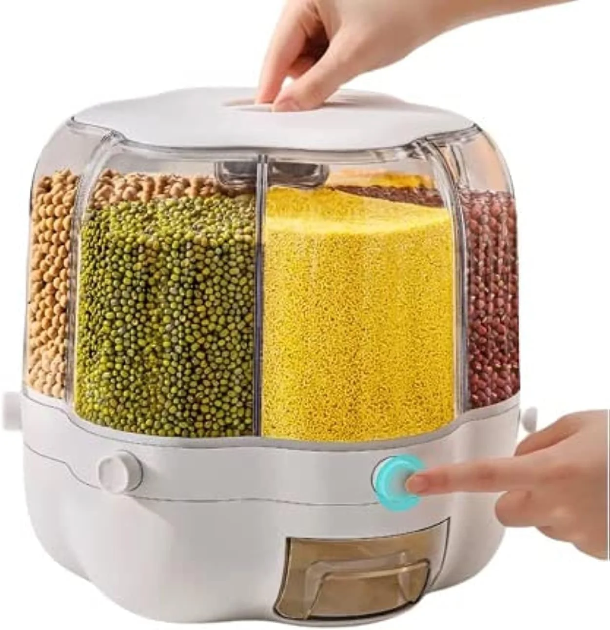 ظرف نگهداری غلات TNGN با ظرفیت بزرگ، پخش کننده برنج 6 قسمتی، جعبه نگهداری مواد غذایی خشک و غلات چرخان مهر و موم شده، سطل برنج، جعبه میوه خشک، سطل نگهداری آشپزخانه برای آشپزخانه منزل (شکل گلبرگ) ظرف نگهداری غلات TNGN با ظرفیت بزرگ، پخش کننده برنج 6 قسمتی، جعبه نگهداری مواد غذایی خشک و غلات چرخان مهر و موم شده، سطل برنج، جعبه میوه خشک، سطل نگهداری آشپزخانه برای آشپزخانه منزل (شکل گلبرگ)