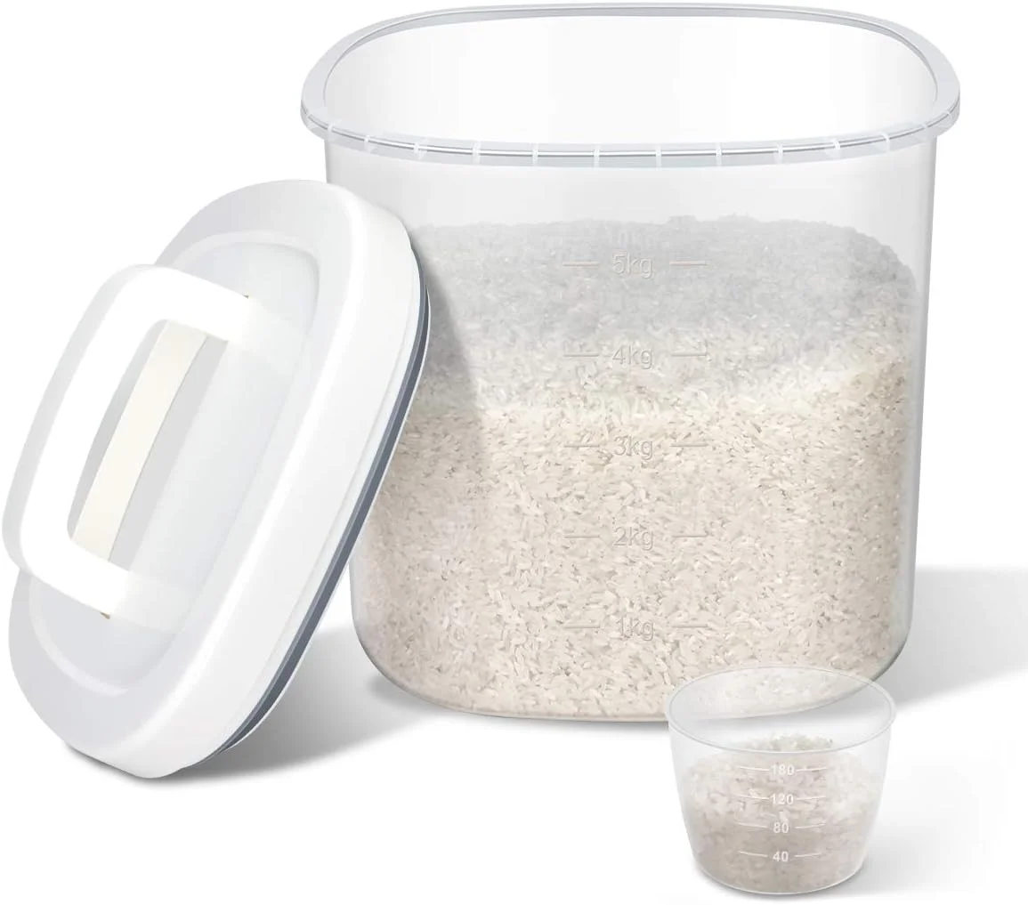 ظرف برنج TBMax با ظرفیت 5 لیتر، ظرف نگهداری مواد غذایی پلاستیکی بدون BPA با درب + پیمانه اندازه گیری، سطل بزرگ نگهداری غلات برای آشپزخانه (5 کیلوگرم) ظرف برنج TBMax با ظرفیت 5 لیتر، ظرف نگهداری مواد غذایی پلاستیکی بدون BPA با درب + پیمانه اندازه گیری، سطل بزرگ نگهداری غلات برای آشپزخانه (5 کیلوگرم)