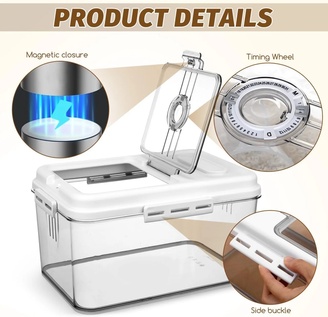 ظروف نگهداری برنج TAME، ظرف بزرگ غذا، نگهداری مواد غذایی خشک، ظرف غذای حیوانات خانگی درب دار، ظروف نگهداری غلات آشپزخانه (15 کیلوگرم) ظروف نگهداری برنج TAME، ظرف بزرگ غذا، نگهداری مواد غذایی خشک، ظرف غذای حیوانات خانگی درب دار، ظروف نگهداری غلات آشپزخانه (15 کیلوگرم)