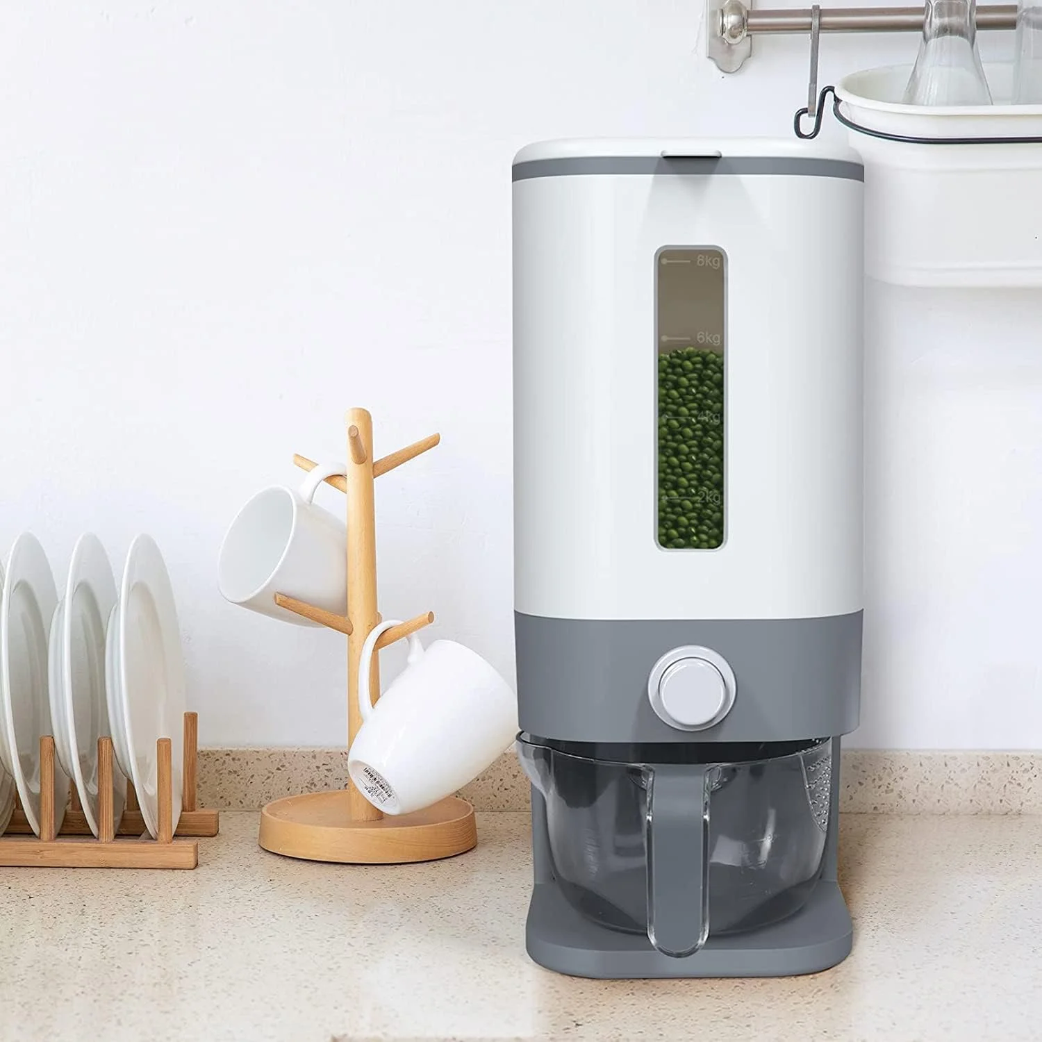 ظرف برنج ۱۰ کیلویی بزرگ و مهر و موم شده تیلور اند براون، ظروف نگهداری مواد غذایی خشک و غلات با پیمانه اندازه گیری، بدون BPA مناسب برای سازماندهی آشپزخانه