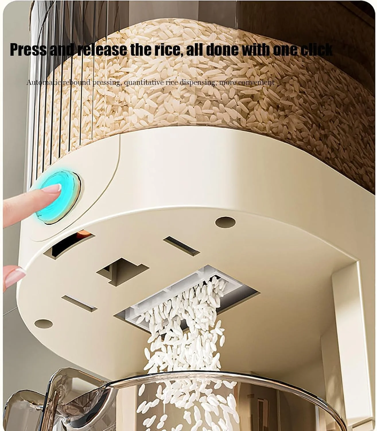 ظرف نگهداری برنج تزویق با ظرفیت 5 کیلوگرم، محفظه بزرگ نگهداری غلات با درب و پیمانه اندازه گیری، سطل پخش کننده غلات خانگی برای برنج، ذرت، دانه های قهوه، غلات، دانه های سویا و جو دوسر