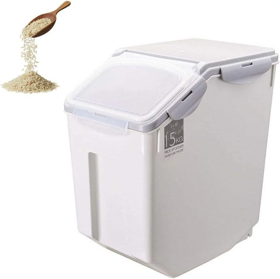 ظرف نگهداری برنج، جعبه غلات مهر و موم شده 15 کیلوگرمی ضد رطوبت، ظرف نگهداری مواد غذایی آرد، جعبه نگهداری آشپزخانه، 32.5 x 19.5 x 36 سانتی متر ظرف نگهداری برنج، جعبه غلات مهر و موم شده 15 کیلوگرمی ضد رطوبت، ظرف نگهداری مواد غذایی آرد، جعبه نگهداری آشپزخانه، 32.5 x 19.5 x 36 سانتی متر