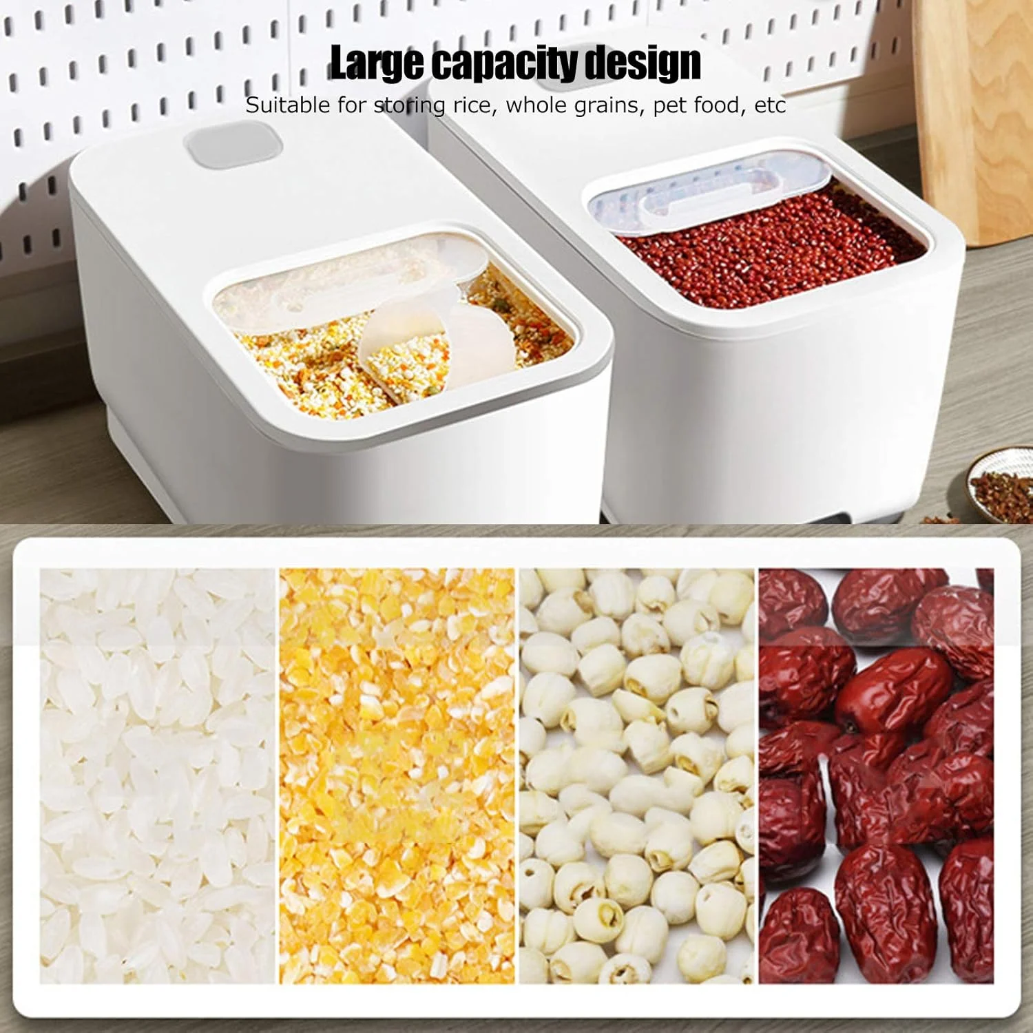 ظرف نگهداری برنج، ظرف نگهداری برنج با درب و پیمانه اندازه گیری، ظرف نگهداری مواد غذایی خشک با چرخ، ظرف غلات برای نگهداری ظرف نگهداری برنج، ظرف نگهداری برنج با درب و پیمانه اندازه گیری، ظرف نگهداری مواد غذایی خشک با چرخ، ظرف غلات برای نگهداری