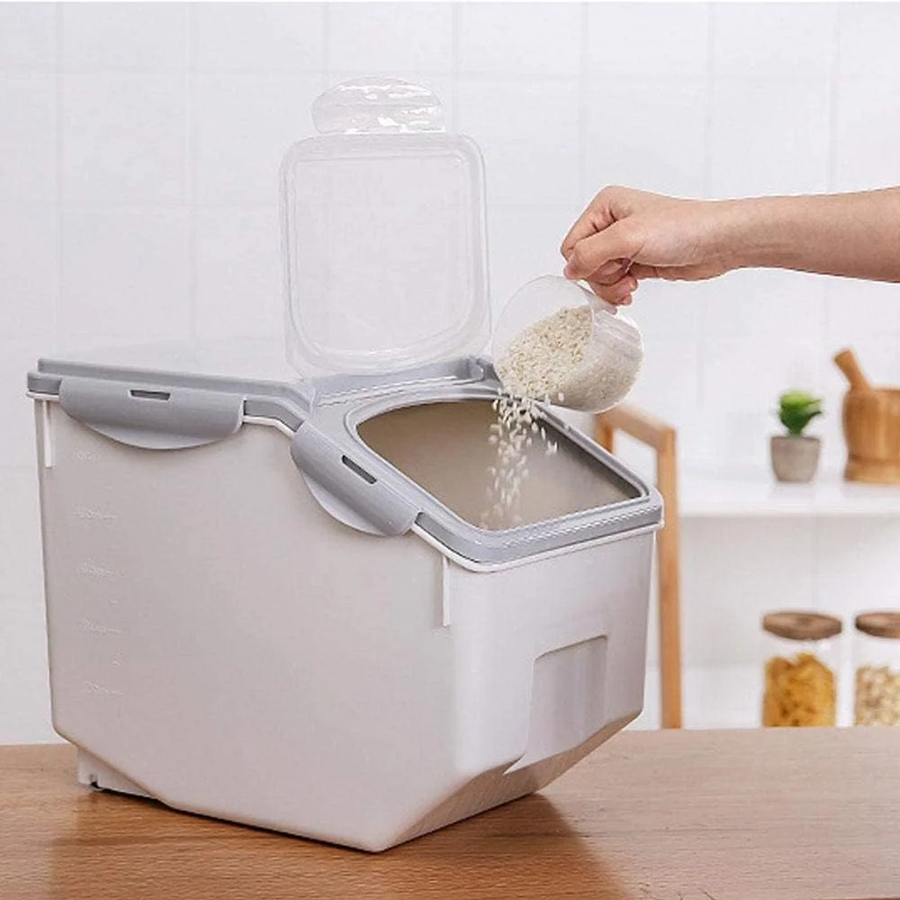 ظرف نگهداری برنج، جعبه غلات مهر و موم شده 15 کیلوگرمی ضد رطوبت، ظرف نگهداری مواد غذایی آرد، جعبه نگهداری آشپزخانه، 32.5 x 19.5 x 36 سانتی متر