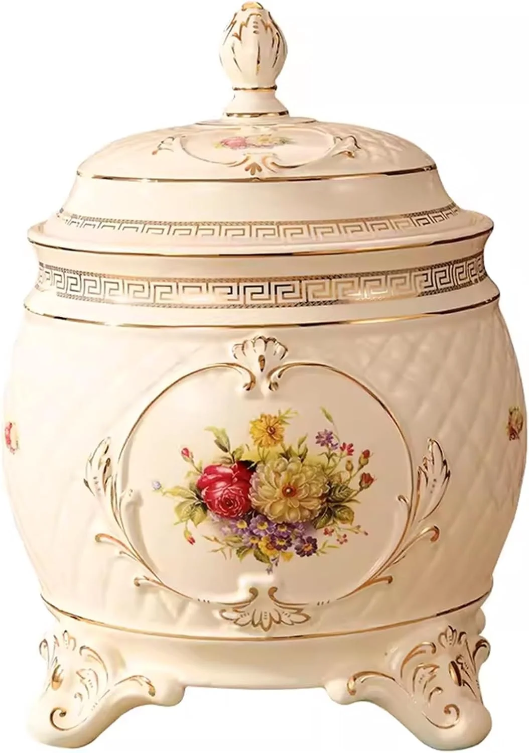 ظرف نگهداری آرد، ظرف نگهداری برنج، جعبه سرامیکی درب دار برای نگهداری مواد غذایی فله آشپزخانه، سطل برنج (10 کیلوگرم)، KAYYENECK-10KG (تک رنگ 5 کیلوگرم)