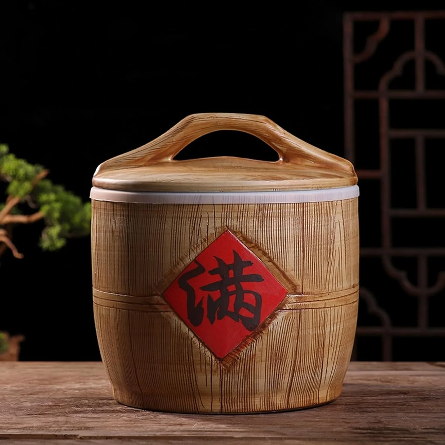 ظرف نگهداری برنج خانگی، ظرف سرامیکی نگهداری برنج، ظرف نگهداری مواد غذایی، ظرف سرامیکی نگهداری غلات و برنج، مخزن غلات با ظرفیت بزرگ، مناسب برای غلات، آرد، شکر، قهوه