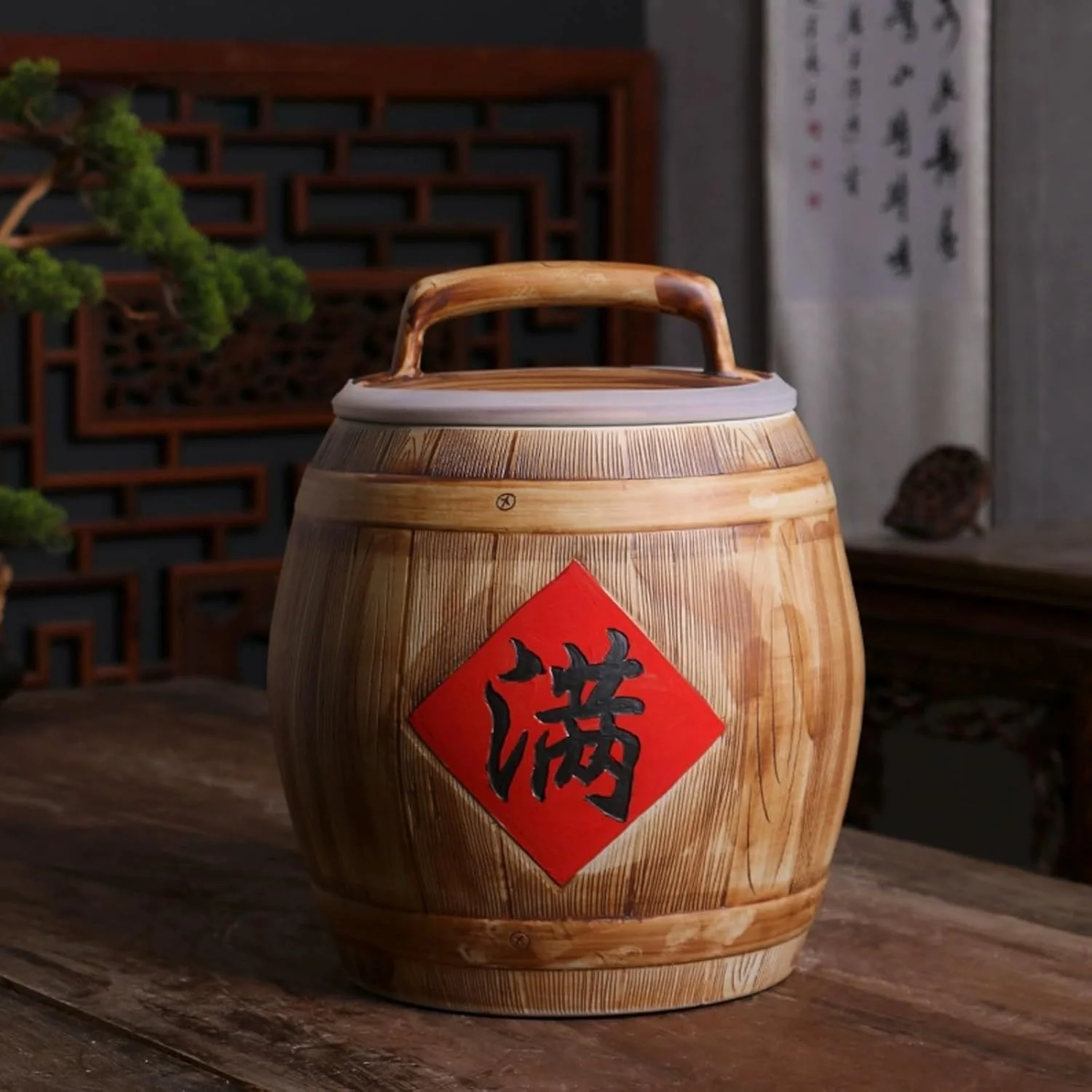 ظرف نگهداری مواد غذایی، ظرف نگهداری برنج خانگی، ظرف سرامیکی نگهداری برنج، ظرف سرامیکی نگهداری غلات و برنج، پخش کننده غلات با ظرفیت بزرگ، مناسب برای غلات، آرد، شکر، قهوه