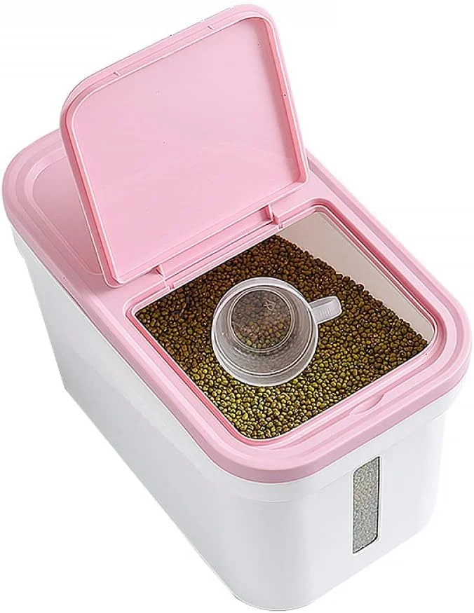 مخزن ذخیره برنج، ظرف نگهداری مواد غذایی با ظرفیت بالا، مخزن نگهداری مواد غذایی خشک، آرد و برنج همراه با درب - سبز