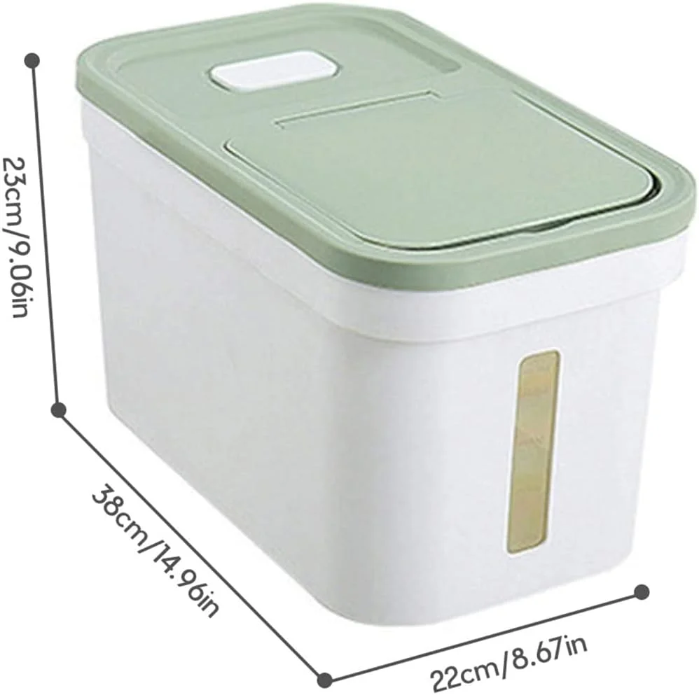 مخزن ذخیره برنج، ظرف نگهداری مواد غذایی با ظرفیت بالا، مخزن نگهداری مواد غذایی خشک، آرد و برنج همراه با درب - سبز