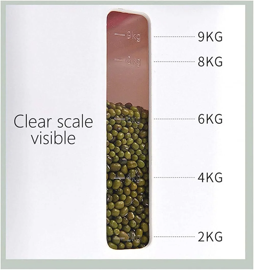 مخزن ذخیره برنج، ظرف نگهداری مواد غذایی با ظرفیت بالا، مخزن نگهداری مواد غذایی خشک، آرد و برنج همراه با درب - سبز