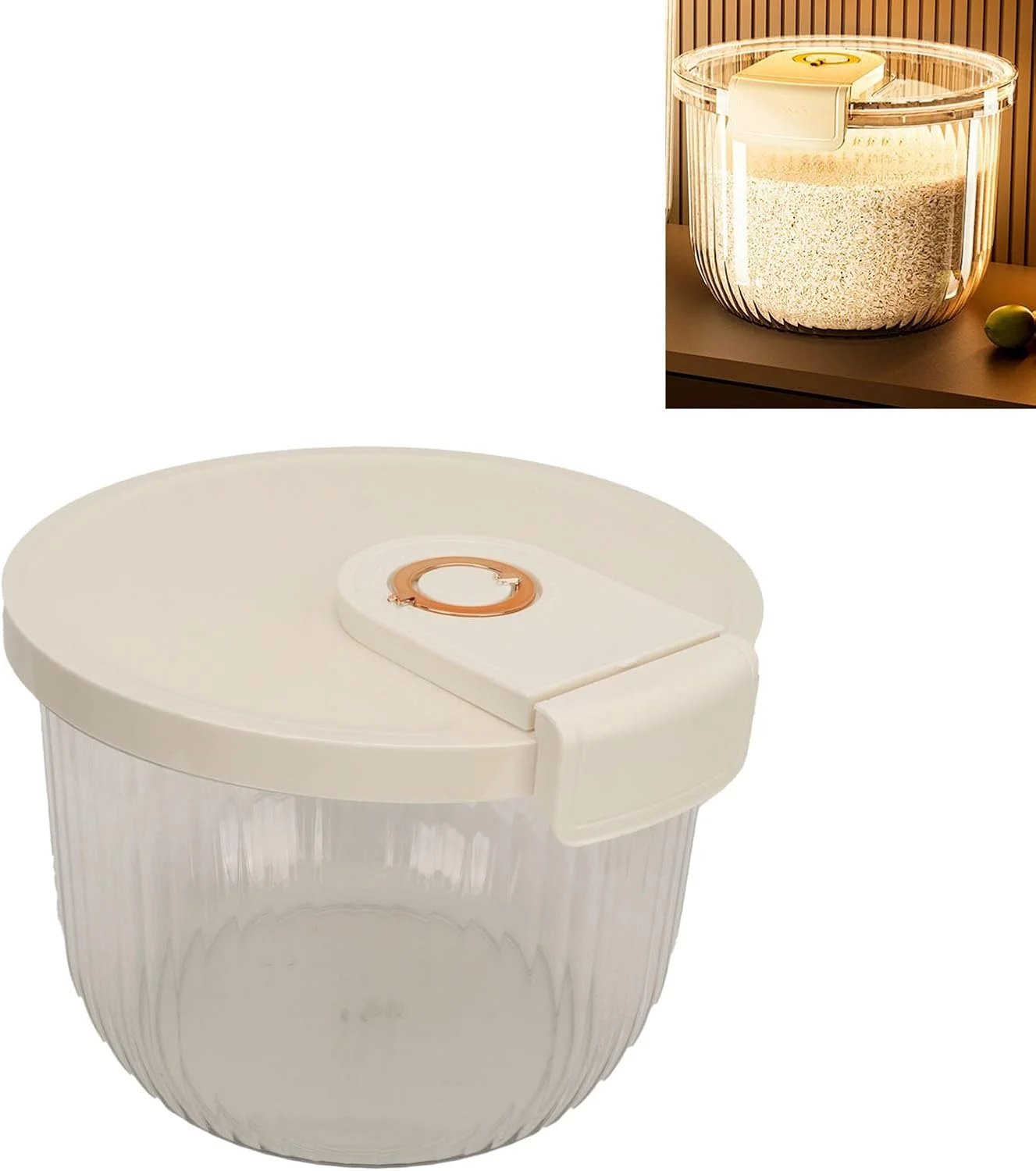 ظرف نگهداری برنج، ظرف نگهداری برنج شفاف و جمع و جور با ظرفیت بالا با درب برای حبوبات (11 کیلوگرم)