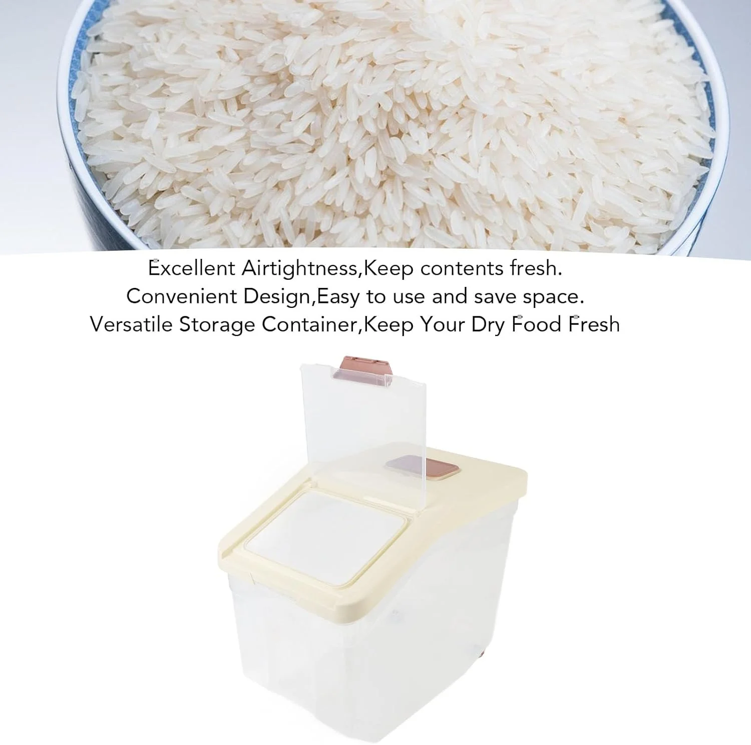 ظرف نگهداری برنج Oreilet، ظرف برنج با درب، ظروف نگهداری مواد غذایی خشک و غلات برای آشپزخانه، ظروف نگهداری مواد غذایی خشک ضد رطوبت برای حیوانات خانگی (25 کیلوگرم) ظرف نگهداری برنج Oreilet، ظرف برنج با درب، ظروف نگهداری مواد غذایی خشک و غلات برای آشپزخانه، ظروف نگهداری مواد غذایی خشک ضد رطوبت برای حیوانات خانگی (25 کیلوگرم)