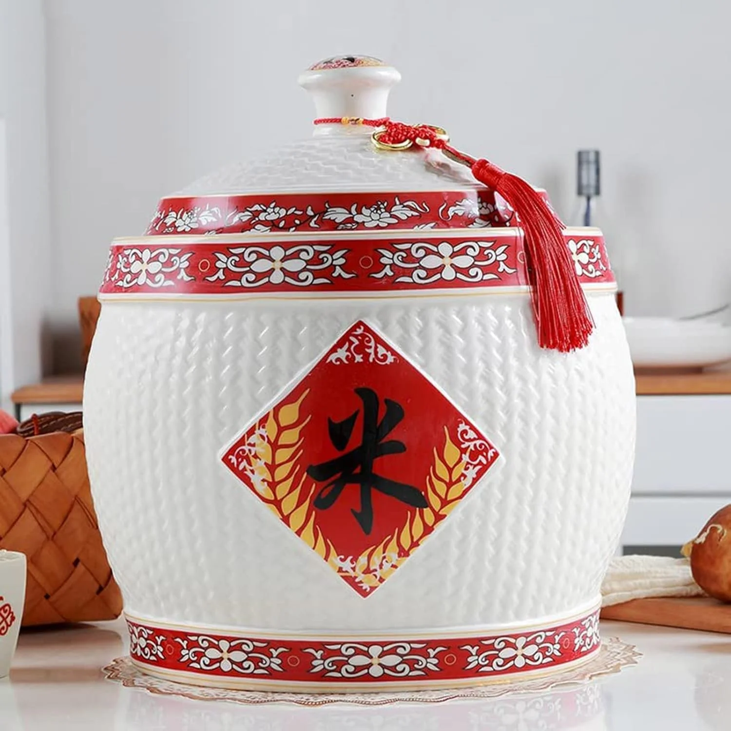 ظرف برنج اویاکوس، بشکه برنج، ظروف نگهداری مواد غذایی، سطل برنج سرامیکی با طراحی منگوله، جعبه نگهداری برنج خانگی با درب، دیگ برنج بزرگ دربسته چینی، 23 * 27 سانتی متر ظرف برنج اویاکوس، بشکه برنج، ظروف نگهداری مواد غذایی، سطل برنج سرامیکی با طراحی منگوله، جعبه نگهداری برنج خانگی با درب، دیگ برنج بزرگ دربسته چینی، 23 * 27 سانتی متر