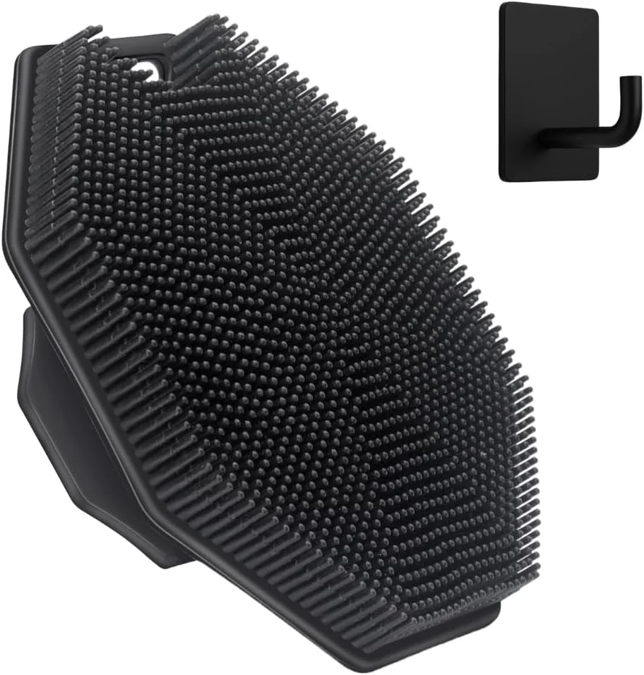 ست اسکرابر بدن و قلاب نگهدارنده BEMDIZ، اسکرابر سیلیکونی بدن برای دوش - برس لایه بردار پوست و پشت برای زنان و مردان - جایگزین لیف - برس حمام سیلیکونی قابل استفاده مجدد