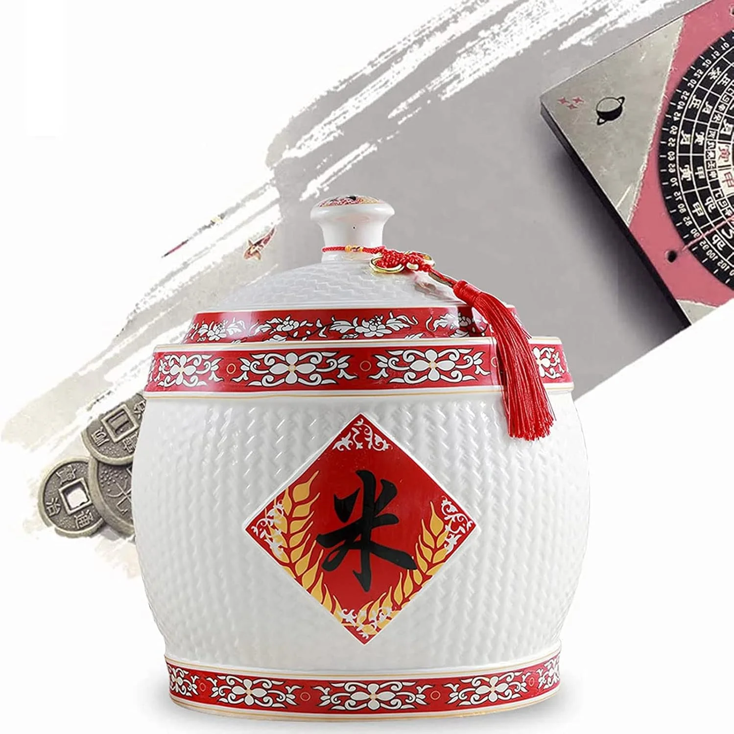 ظرف برنج اویاکوس، بشکه برنج، ظروف نگهداری مواد غذایی، سطل برنج سرامیکی با طراحی منگوله، جعبه نگهداری برنج خانگی با درب، دیگ برنج بزرگ دربسته چینی، 23 * 27 سانتی متر ظرف برنج اویاکوس، بشکه برنج، ظروف نگهداری مواد غذایی، سطل برنج سرامیکی با طراحی منگوله، جعبه نگهداری برنج خانگی با درب، دیگ برنج بزرگ دربسته چینی، 23 * 27 سانتی متر