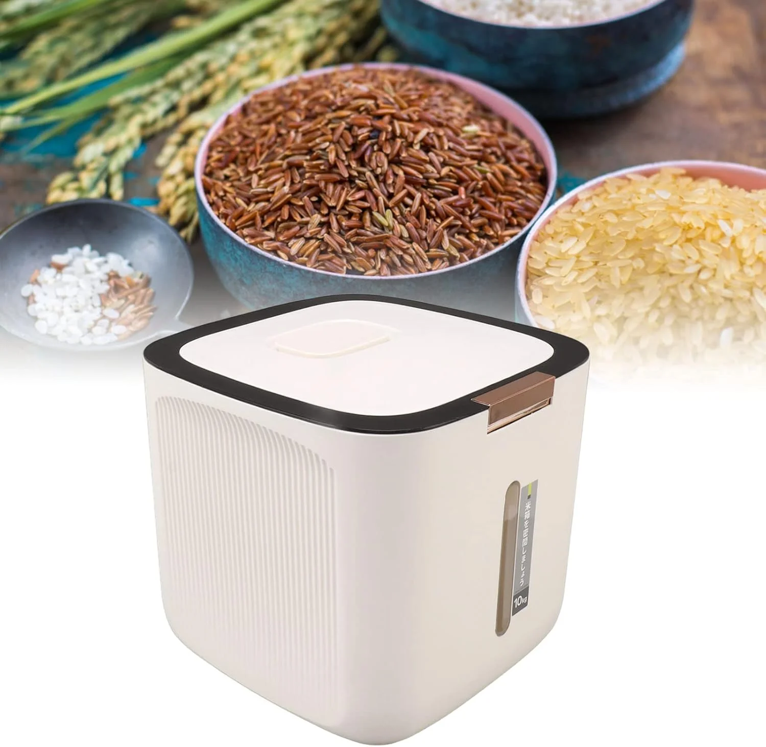 ظرف نگهداری غذای خشک Naroote، جعبه دربسته، ظرف برنج مهر و موم شده 10 کیلوگرمی برای غلات، برنج، آرد، خانه، ارزن ظرف نگهداری غذای خشک Naroote، جعبه دربسته، ظرف برنج مهر و موم شده 10 کیلوگرمی برای غلات، برنج، آرد، خانه، ارزن