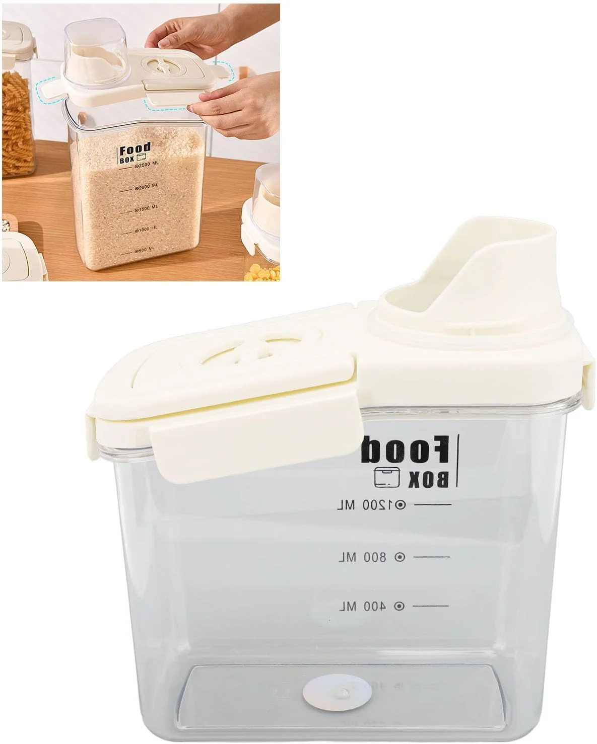 ظرف نگهداری غلات Nurnesy، ظرف نگهداری مواد غذایی درب دار با قابلیت تخلیه آسان و درب دارای ترازو، ظرف نگهداری برنج پلاستیکی ظرف نگهداری غلات Nurnesy، ظرف نگهداری مواد غذایی درب دار با قابلیت تخلیه آسان و درب دارای ترازو، ظرف نگهداری برنج پلاستیکی