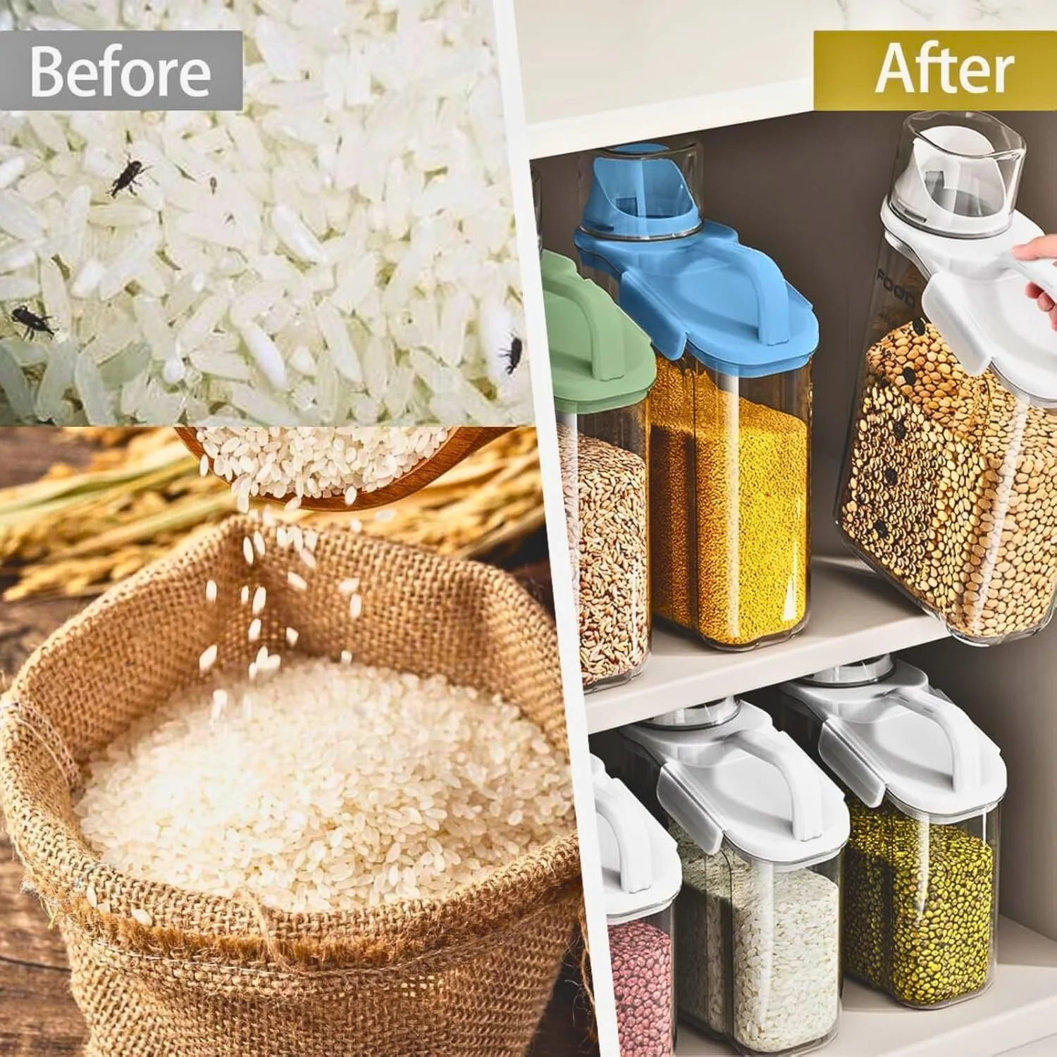 ظرف نگهداری مواد غذایی مومنت 2500 میلی لیتر، ظرف دربسته برای لوازم آشپزخانه، مناسب برای نگهداری برنج/آرد/غلات/روغن/پودر لباسشویی ظرف نگهداری مواد غذایی مومنت 2500 میلی لیتر، ظرف دربسته برای لوازم آشپزخانه، مناسب برای نگهداری برنج/آرد/غلات/روغن/پودر لباسشویی