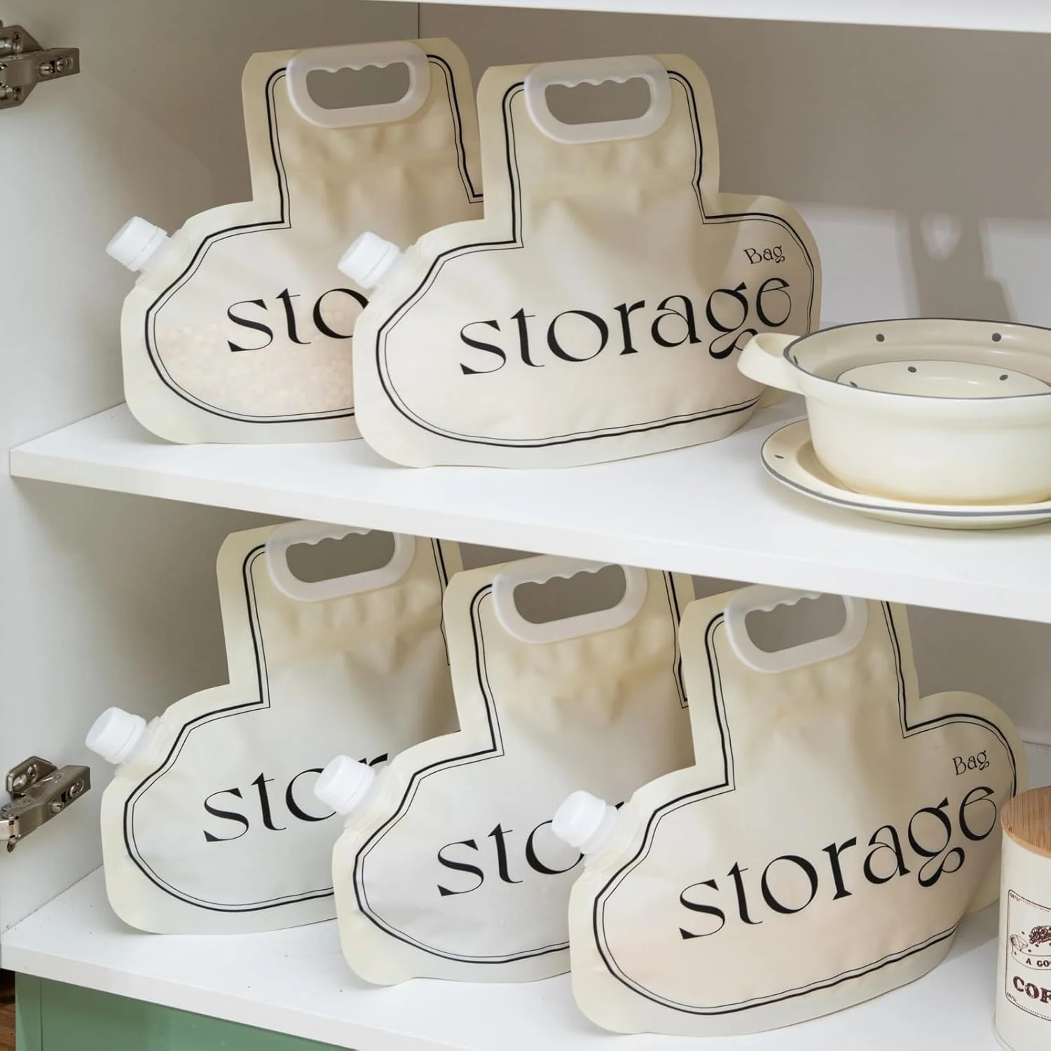 NALACAL Cereal Dispenser Containers Set, 5 Pack 60oz Moisture Proof Sealed Bag, Reusable Stand-Up Food Storage Bag, Airtight Food Storage Bags, Grain Rice Coffee Beans Organizers with Lid for Pantry