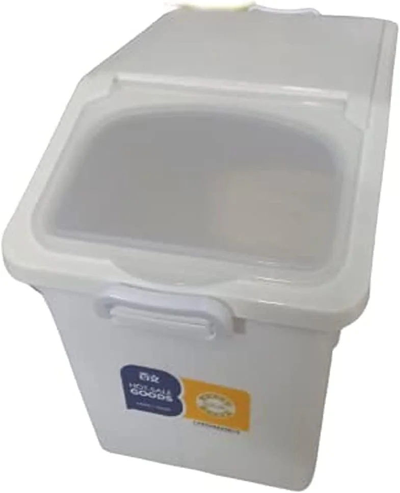 ظرف نگهداری برنج MISBAH، بشکه برنج خانگی با ظرفیت بزرگ، جعبه نگهداری غلات برای غذای حیوانات خانگی، دانه های برنج، لوبیا (16 کیلوگرم، منحنی، 1، N/A)